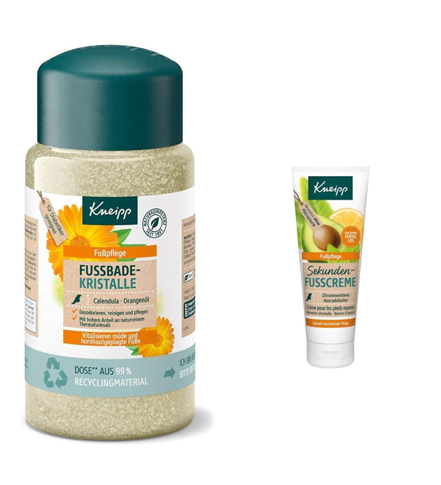 Kneipp Calendula & Orange Oil Foot Bath Crystals & Foot Cream Bundle - Refreshing Deodorizing 600g + 75ml  - Buy Online on GoSupps.com