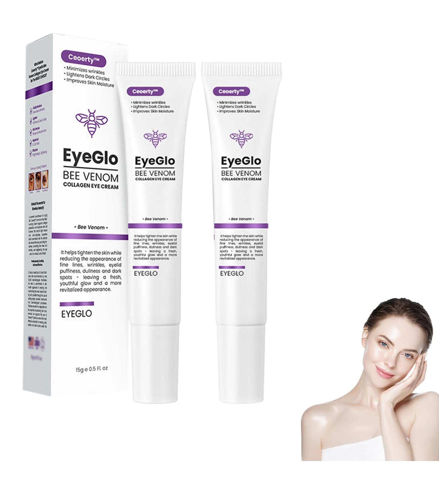 Ceoerty EyeGlo Bee Venom Collagen Eye Cream Advanced Anti Aging Eye Cream Sporty EyeGlo Bee Venom Collagen Eye Cream For Dark Circles Puffiness & Bags Reduce Wrinkles Fine Lines (2 Pack) - Buy Online on GoSupps.com