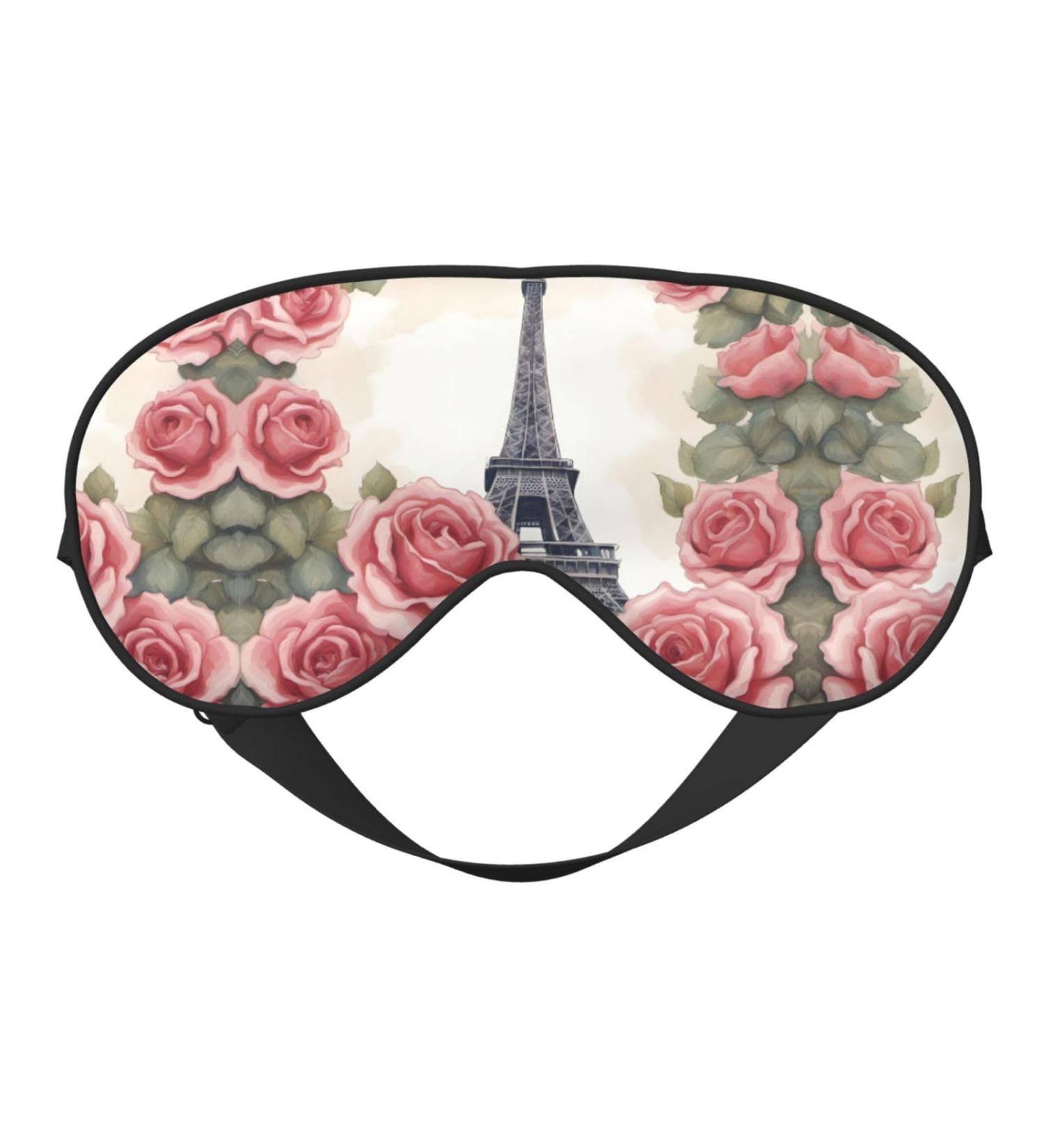 Eiffel Tower Rose Flower Print Eye Mask - Ultra-Soft & Light-Blocking for Optimal Comfort & Restful Sleep - International Shipping Available - Buy Online on GoSupps.com