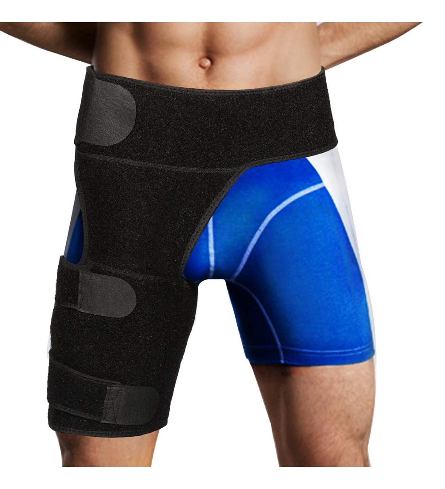 Adjustable Compression Hip Brace for Men and Women - Relief from Hip Pain, Sciatica, Arthritis - Thigh Support for Muscle Strains - Sports Protection - Fits Right and Left Leg - Buy Online on GoSupps.com
