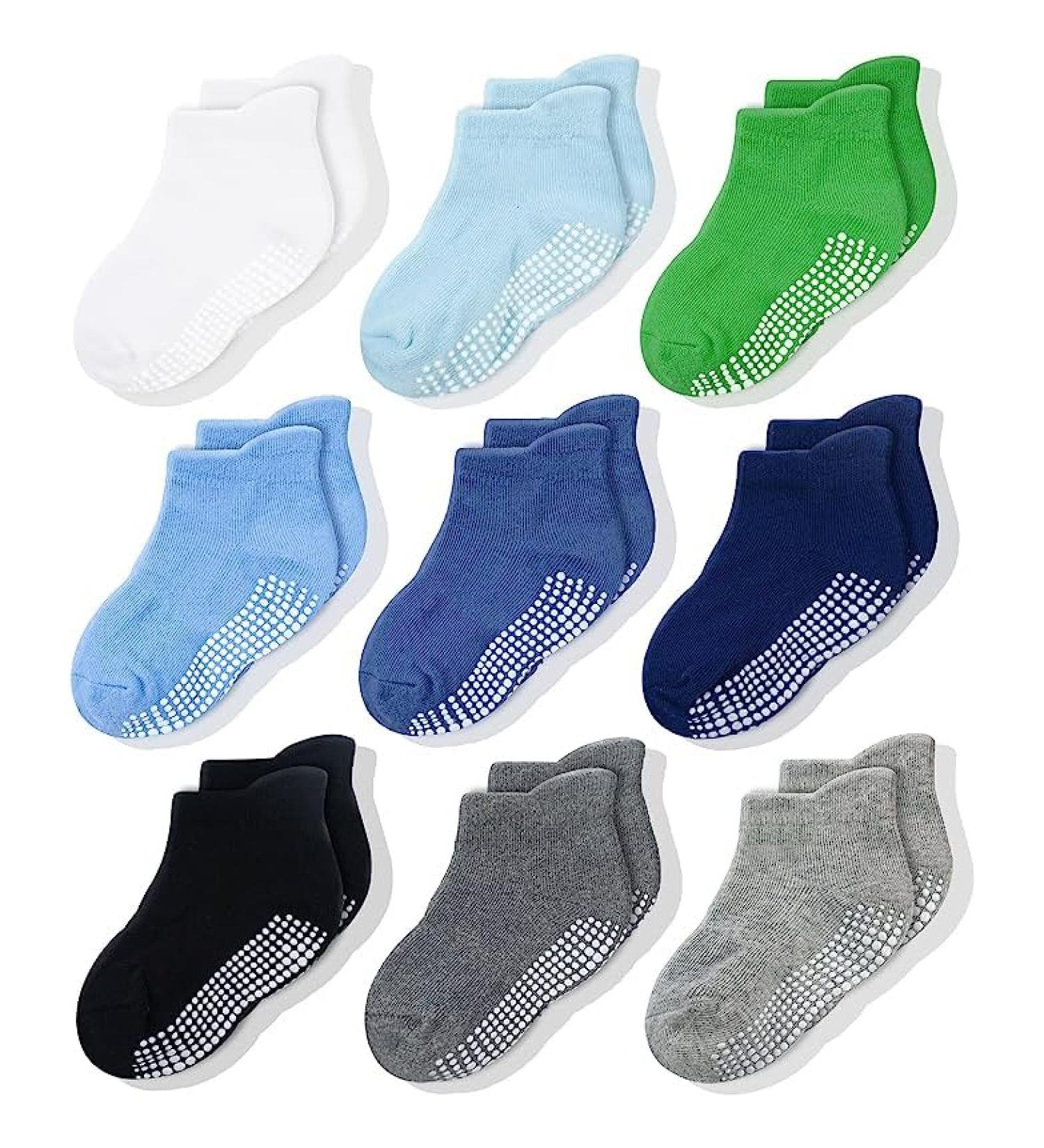 CozyWay Baby Non-Slip Toddler Socks 6-12 Months Boys - 9 Pairs - Buy Online on GoSupps.com