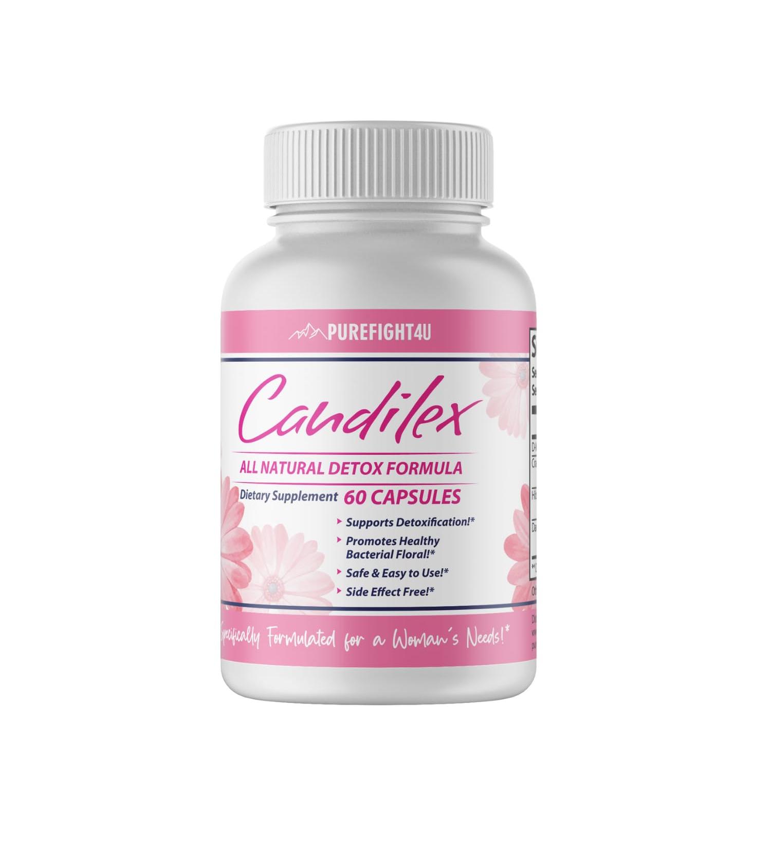 PureFight4U Candilex All-Natural Detox Formula Supports Detoxification & Healthy Bacterial Flora Formulated for Woman's Need | Dietary Supplement 60 Capsules - Buy Online on GoSupps.com