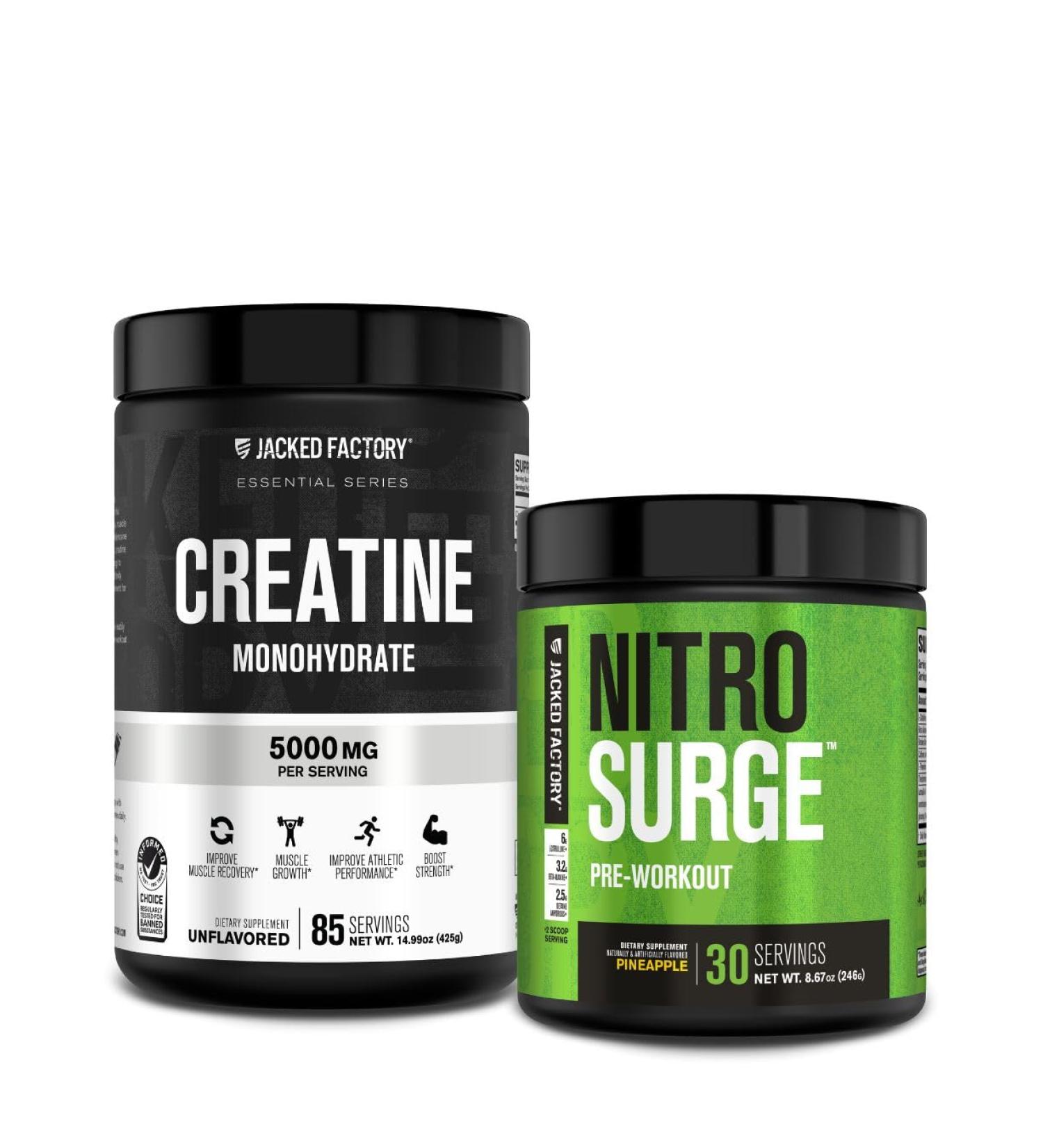 Jacked Factory Nitrosurge Pre-Workout in Pineapple & Creatine Monohydrate for Men & Women - Buy Online on GoSupps.com