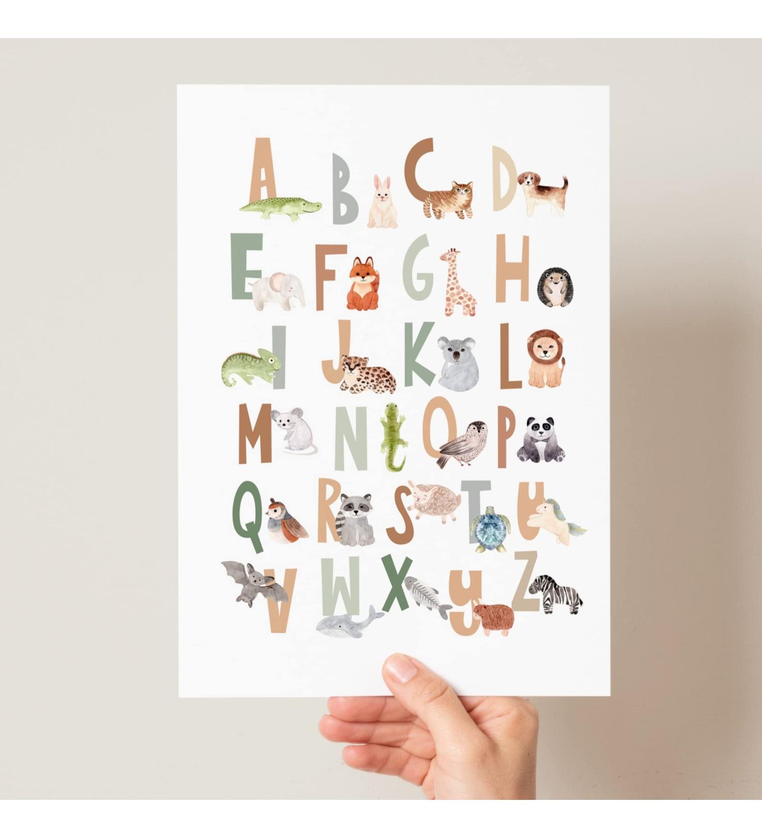 Scandi Animal Alphabet Children's Educational Print Boho Animal Alphabet Poster Peg Animal Alphabet Woodland SAFARI animal Alphabet (A3 Earth) A3 Earth - Buy Online on GoSupps.com