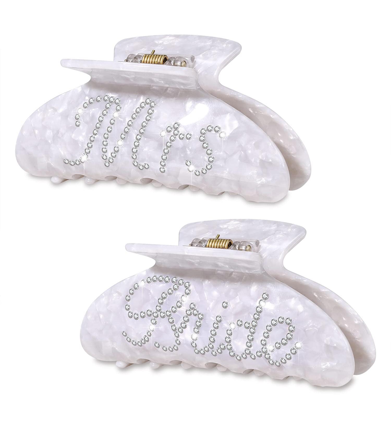 HZEYN 2 Pack Rhinestone Bride Mrs Claw Clips - Bachelorette Party Favors & Bridal Hair Accessories - Buy Online on GoSupps.com