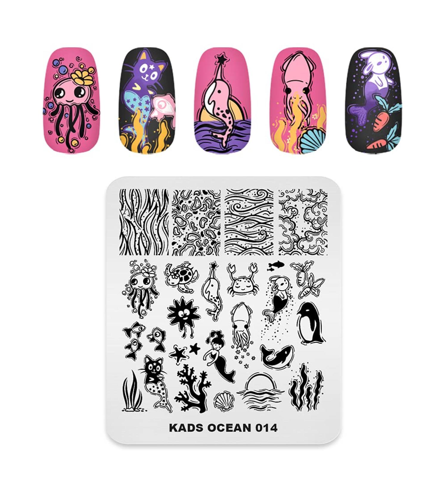 Kads Sweet Nail Stamp Plate - Dolphin Octopus Sea Turtle Crab Designs for DIY Nail Art | OC014 - Buy Online on GoSupps.com