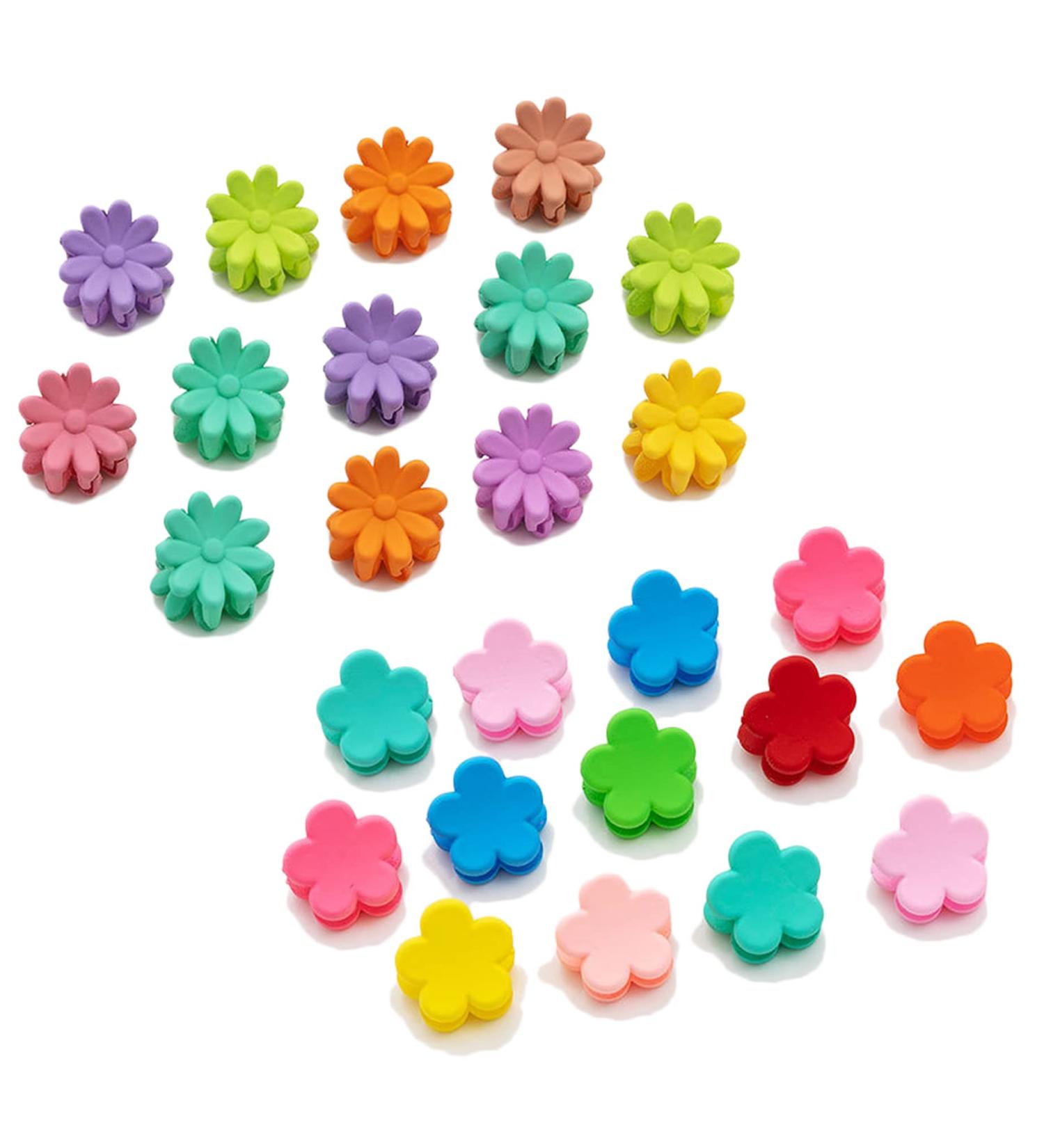 40 Pcs Baby Girls Mini Hair Claw Clips Crown Clips Flower Clips 90s Hair Accessories for Girls Women School Party Gifts Assorted Color (Flower Clips+Daisy Clips)