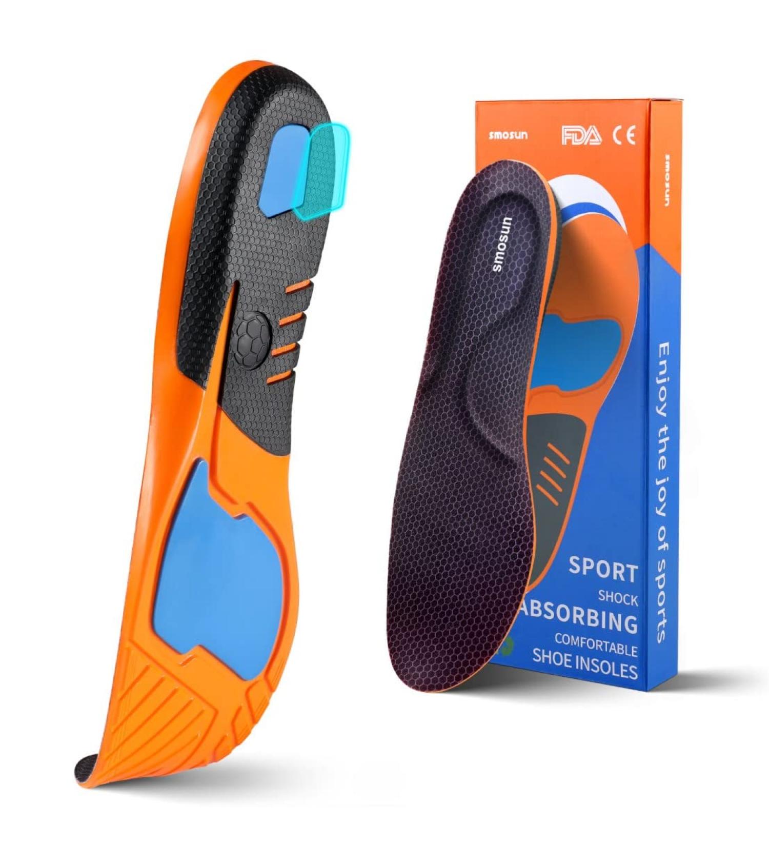 Smosun Plantar Fasciitis Arch Support Insoles for Men and Women - Pain Relief Sports Insoles for Running, Walking, Hiking - Shock Absorbing Cushion - Size L (Men 10.5-13/Women 11-13.5) - Buy Online on GoSupps.com