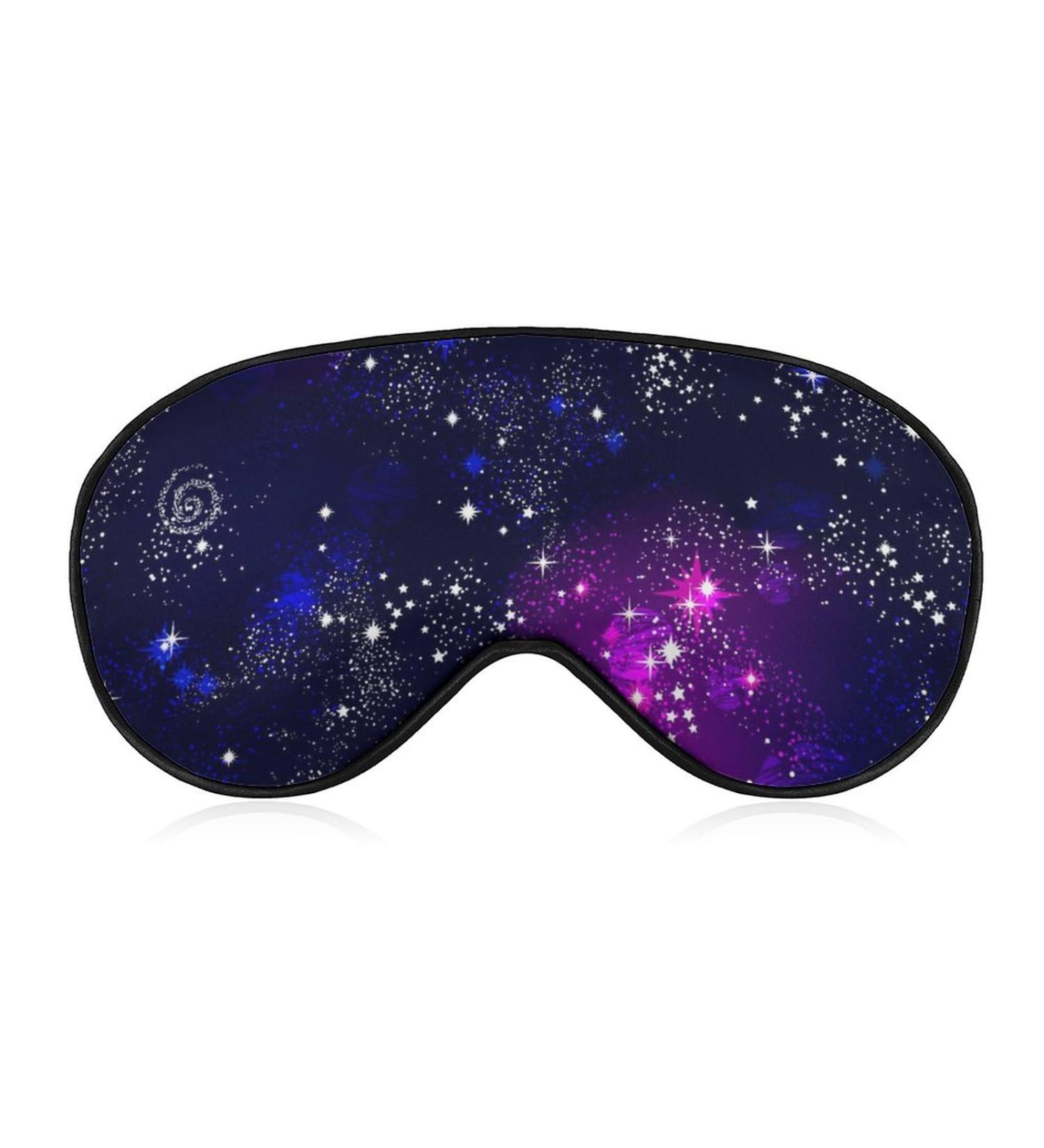 Lightweight Space Galaxy Sleep Eye Mask for Men & Women Adjustable Constellation Eyeshade for Better Sleep | Purple Blue Light Blocking - Buy Online on GoSupps.com