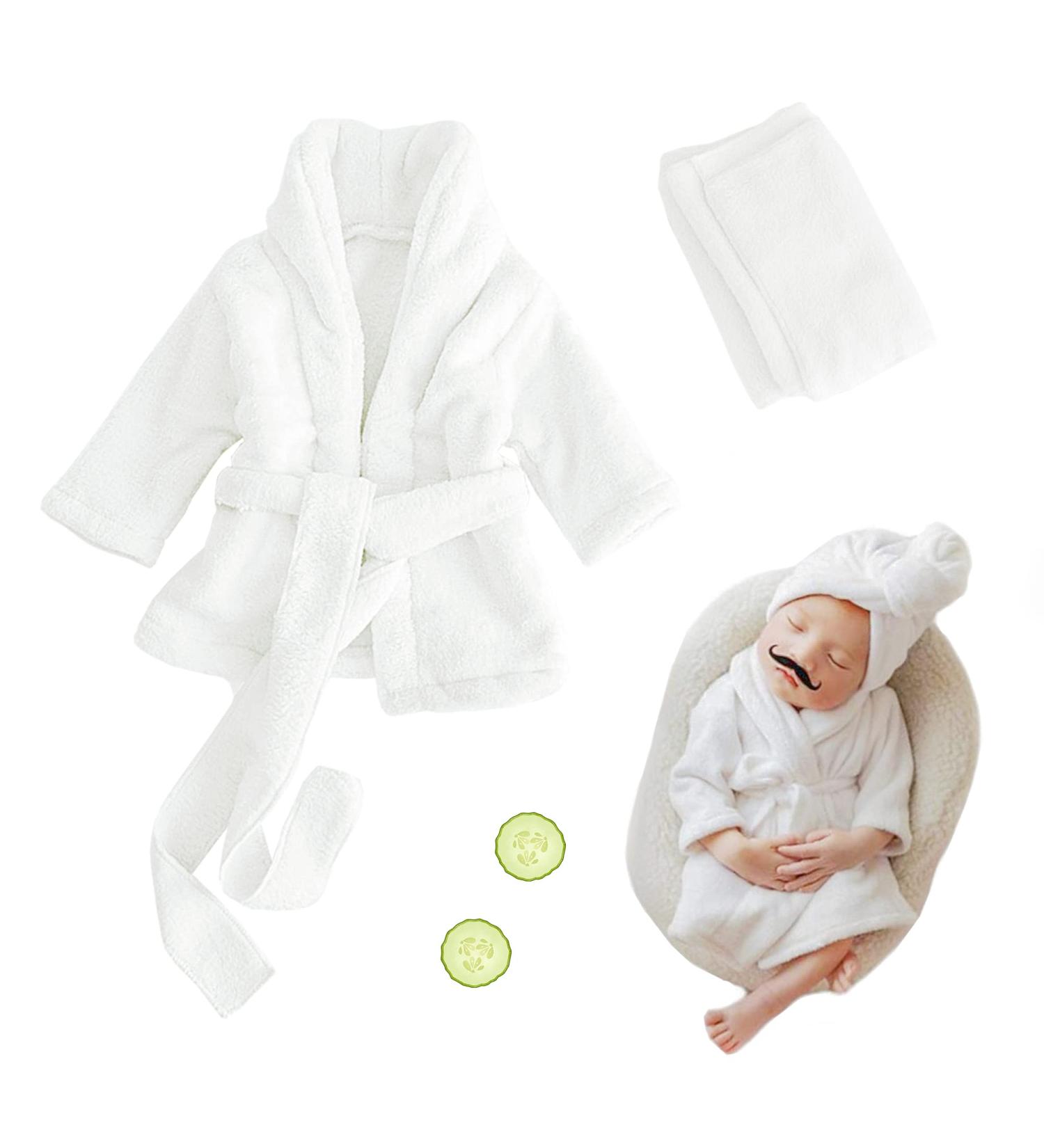 Newborn Photography Props Bathrobe Outfit | Baby Photo Prop Robe Set | Boy Girl Photoshoot Costume 0-6 Months (White) - Buy Online on GoSupps.com