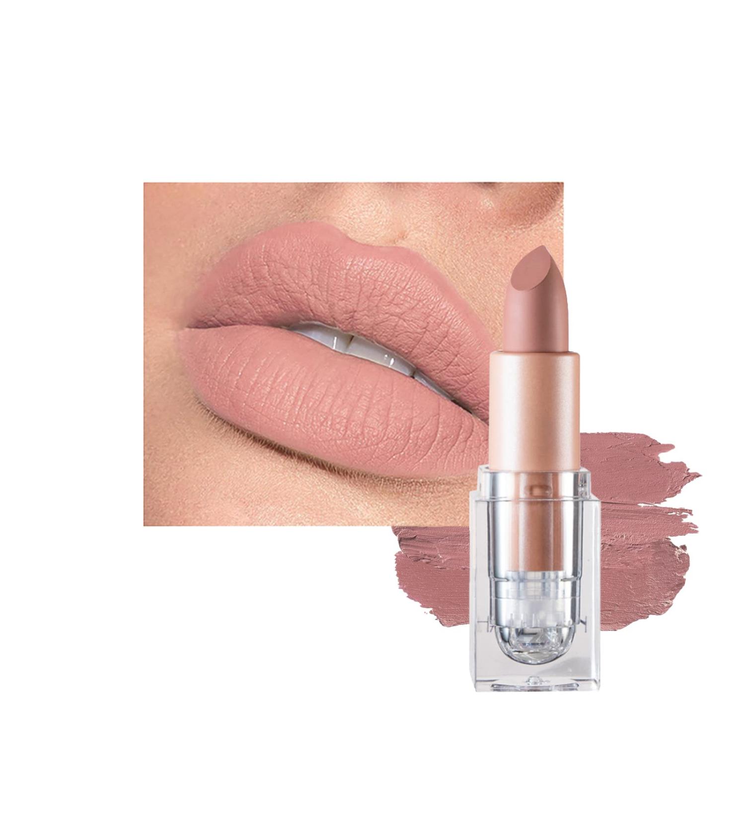 Nude Long Lasting Moisturizing Pink Lipstick - Waterproof Velvet Matte Lip Gloss (#609 Flesh Pink) - Perfect Makeup Gift for Women - Buy Online on GoSupps.com