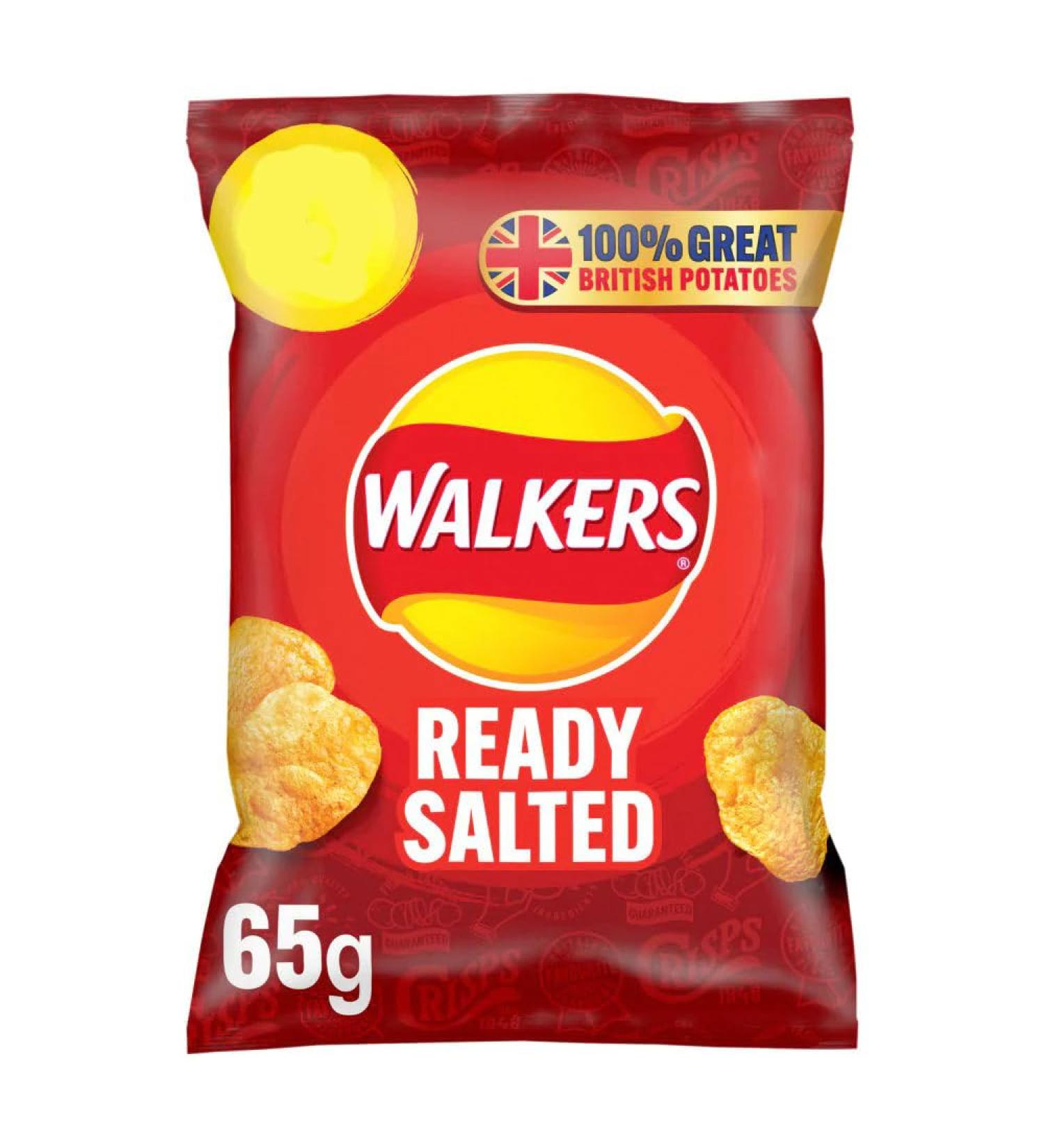 Walkers Ready Salted Crisps 65g-Food
