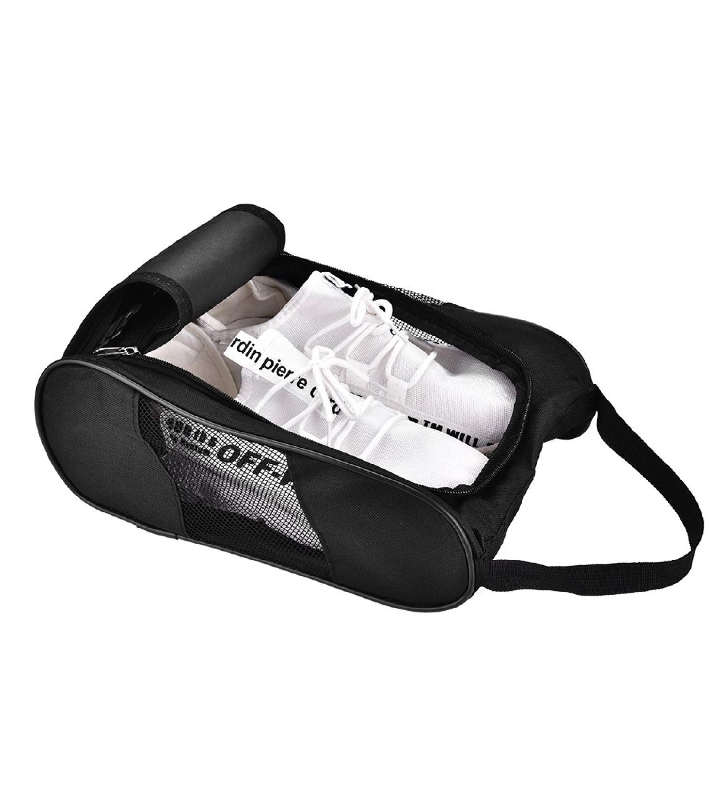 Acogedor Breathable Nylon Golf Shoe Organizer Bag with Double Zipper - Black - Buy Online on GoSupps.com