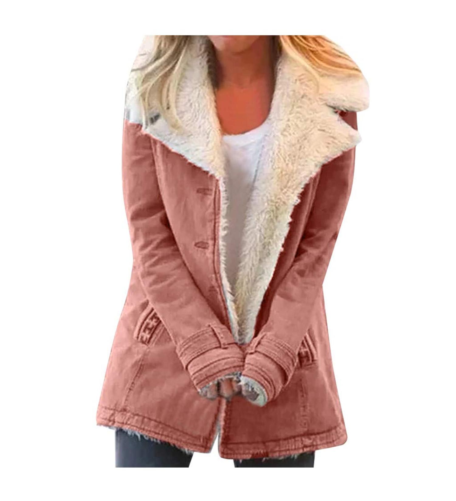 Hanxiulin Plush Fleece Jacket for Women | Cuddly Reversible Hoodie | Autumn Synthetic Fur Coat in Pink | XL - Buy Online on GoSupps.com