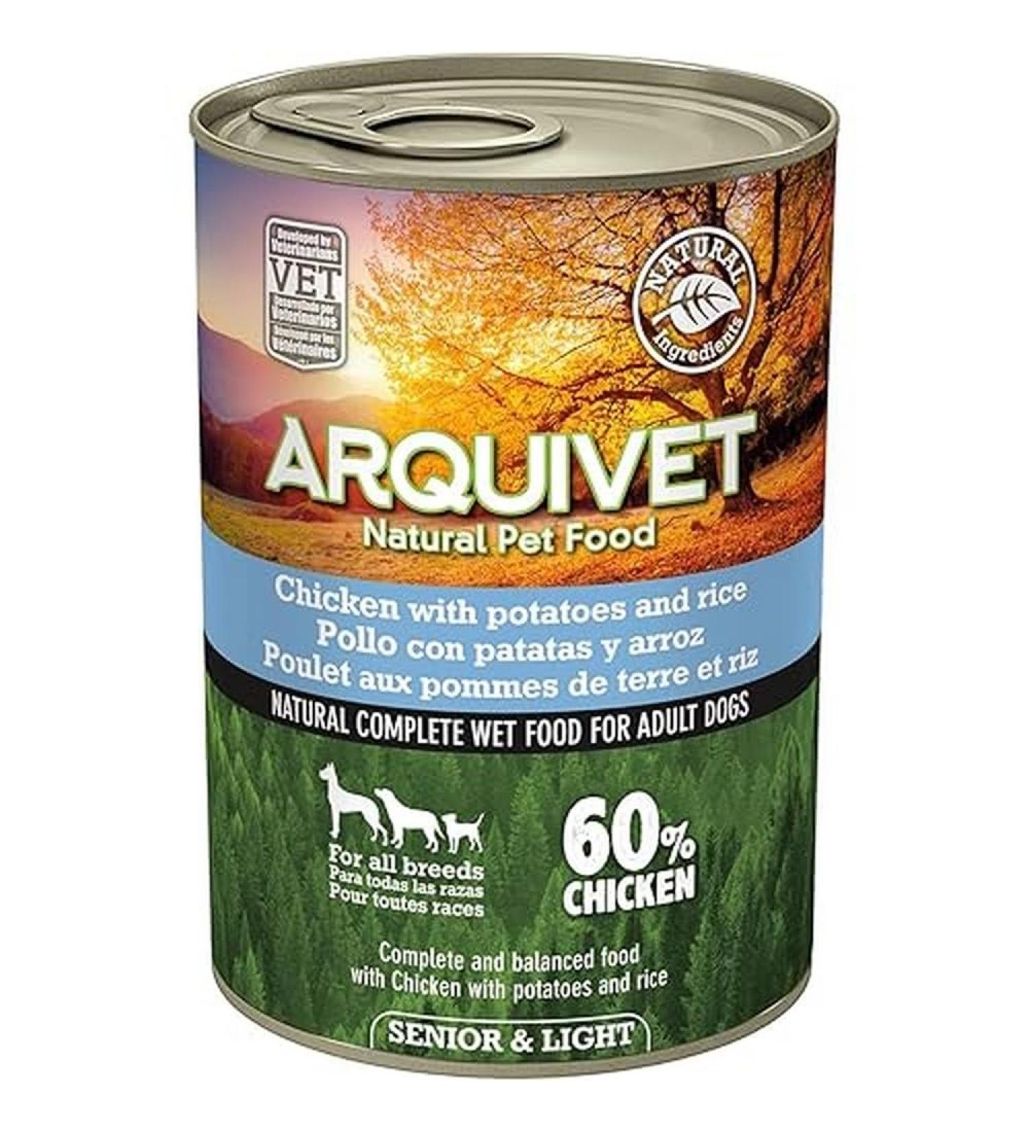 ARQUIVET Pack 6 units - Senior & Light - Chicken with Potatoes and Rice - 400 g - Wet food for Dogs - All Breeds - Buy Online on GoSupps.com