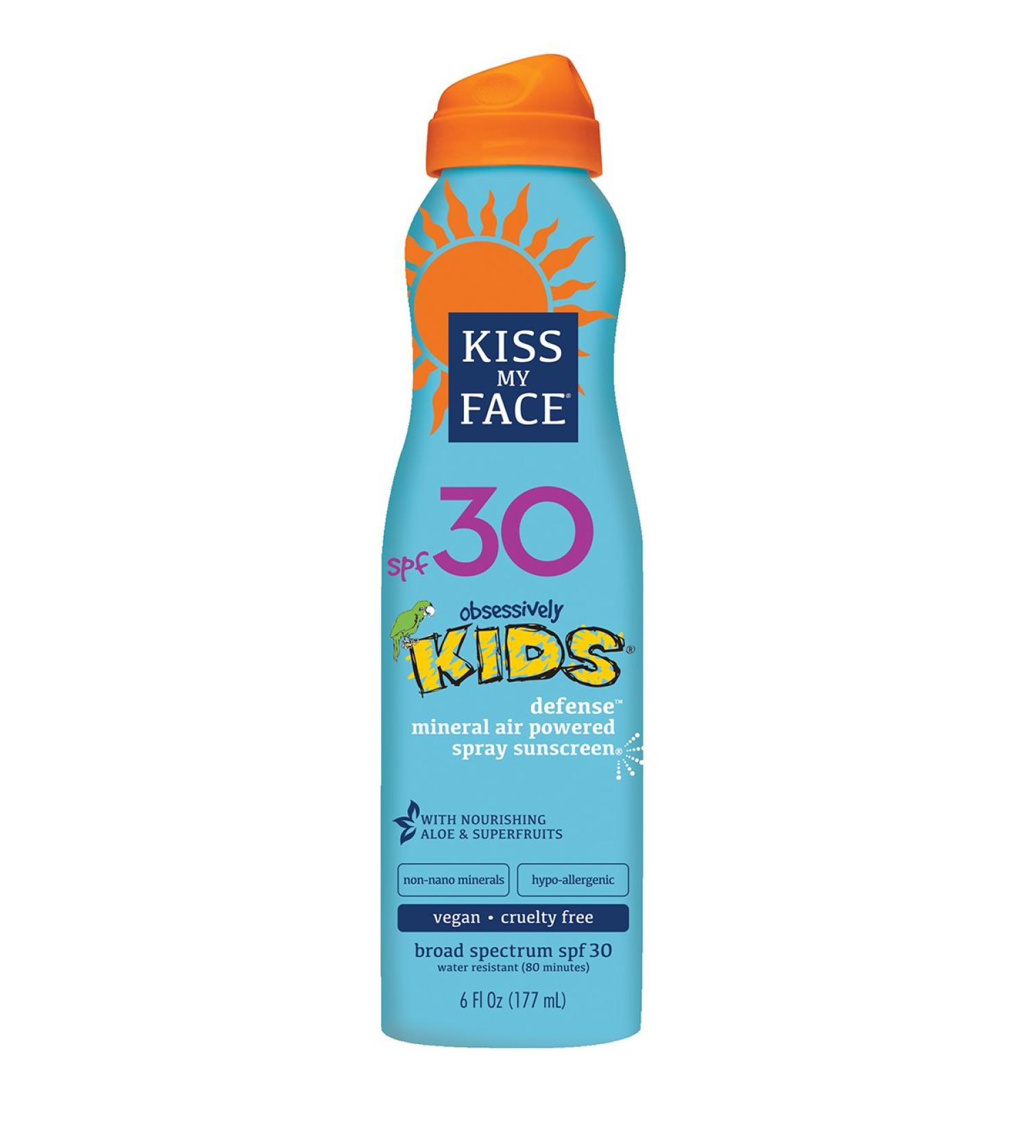 Kiss My Face Kids Defense SPF 30 Mineral Sunscreen Spray - 6 oz Natural Sunblock for Safe Sun Protection - Buy Online on GoSupps.com