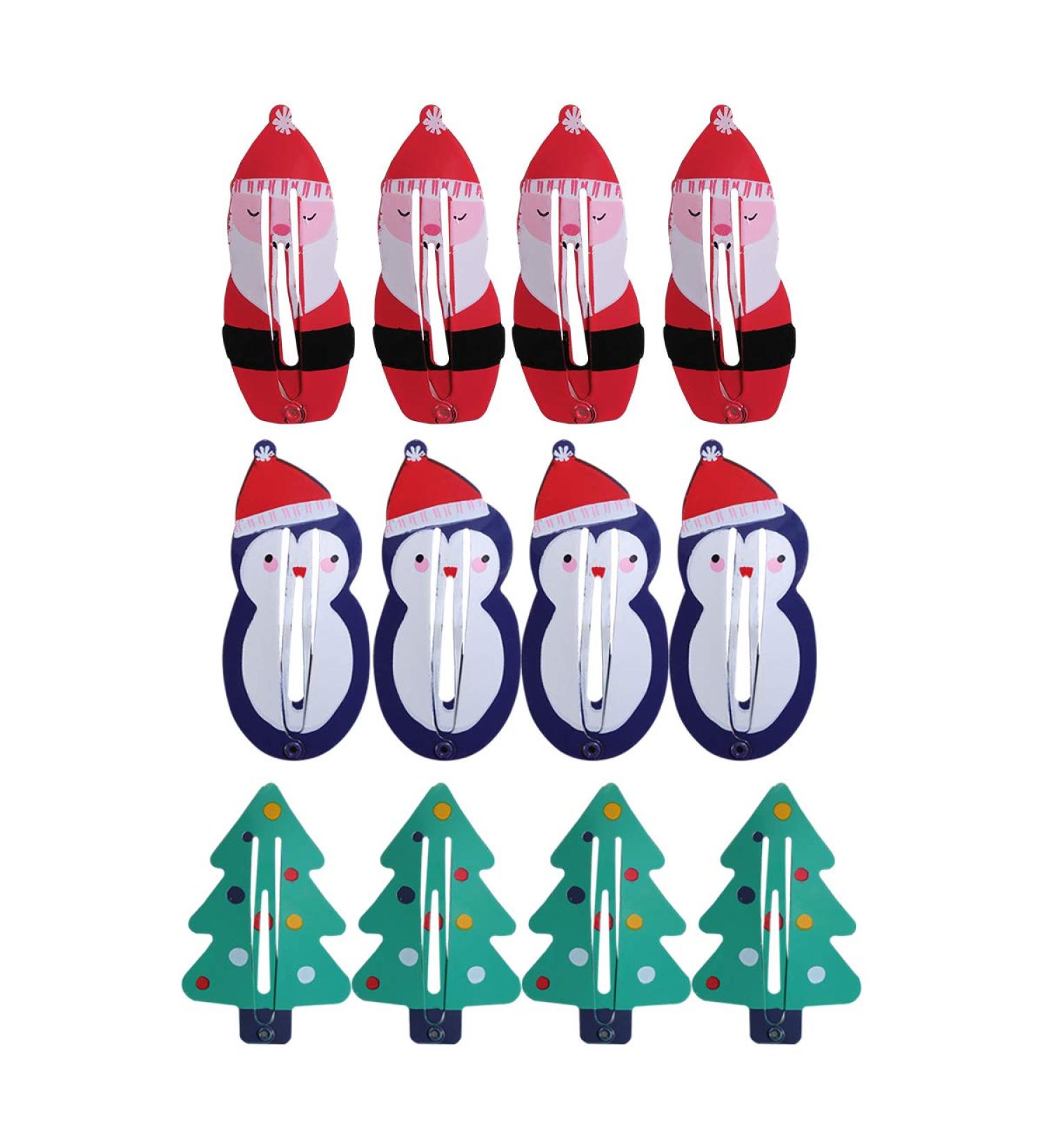 Frcolor 12-Piece Christmas Hair Clips | No-Slip Metal Snap Clips for Baby & Toddler Girls - Snowman & Santa Designs - Buy Online on GoSupps.com