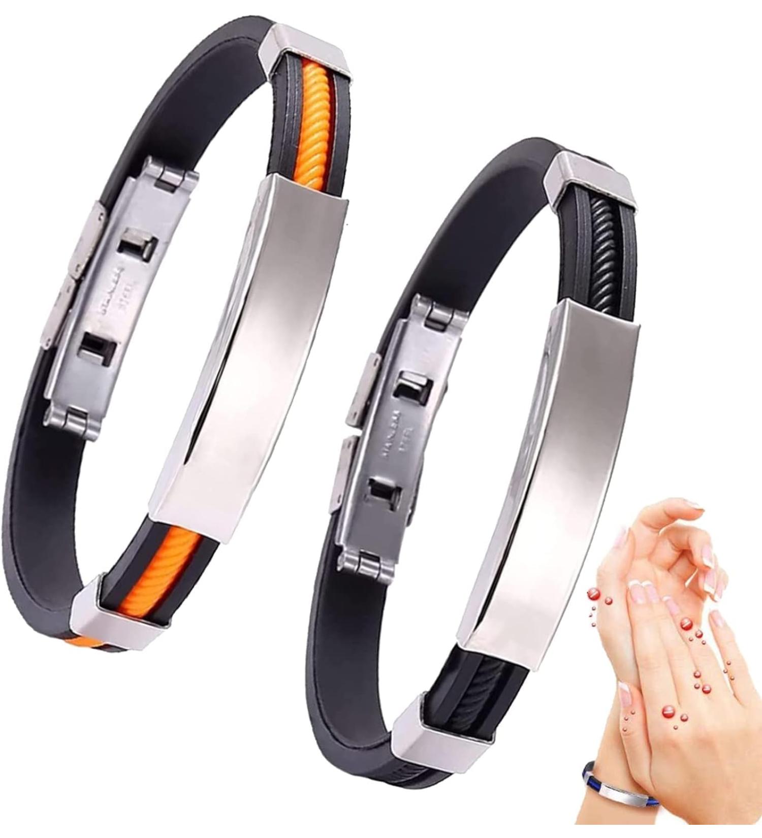 Buy Titanium Detox Lympunclog Wristband - Magnetic Bracelet for Lymphatic Health | 2PCS Schwarz & Orange - Best for Detox & Wellness - Buy Online on GoSupps.com