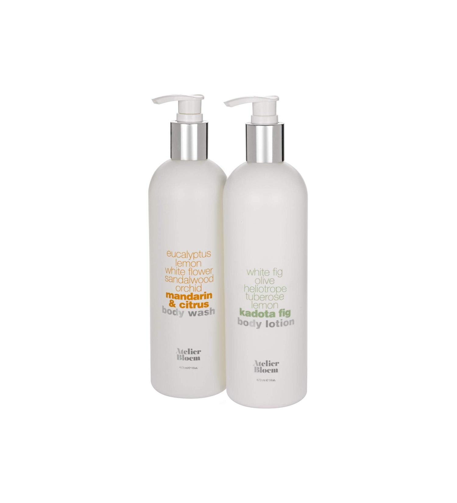 Atelier Bloem Body Care Set with Mandarin & Citrus Body Wash and Kadota Fig Body Lotion - 16 oz. Bottles