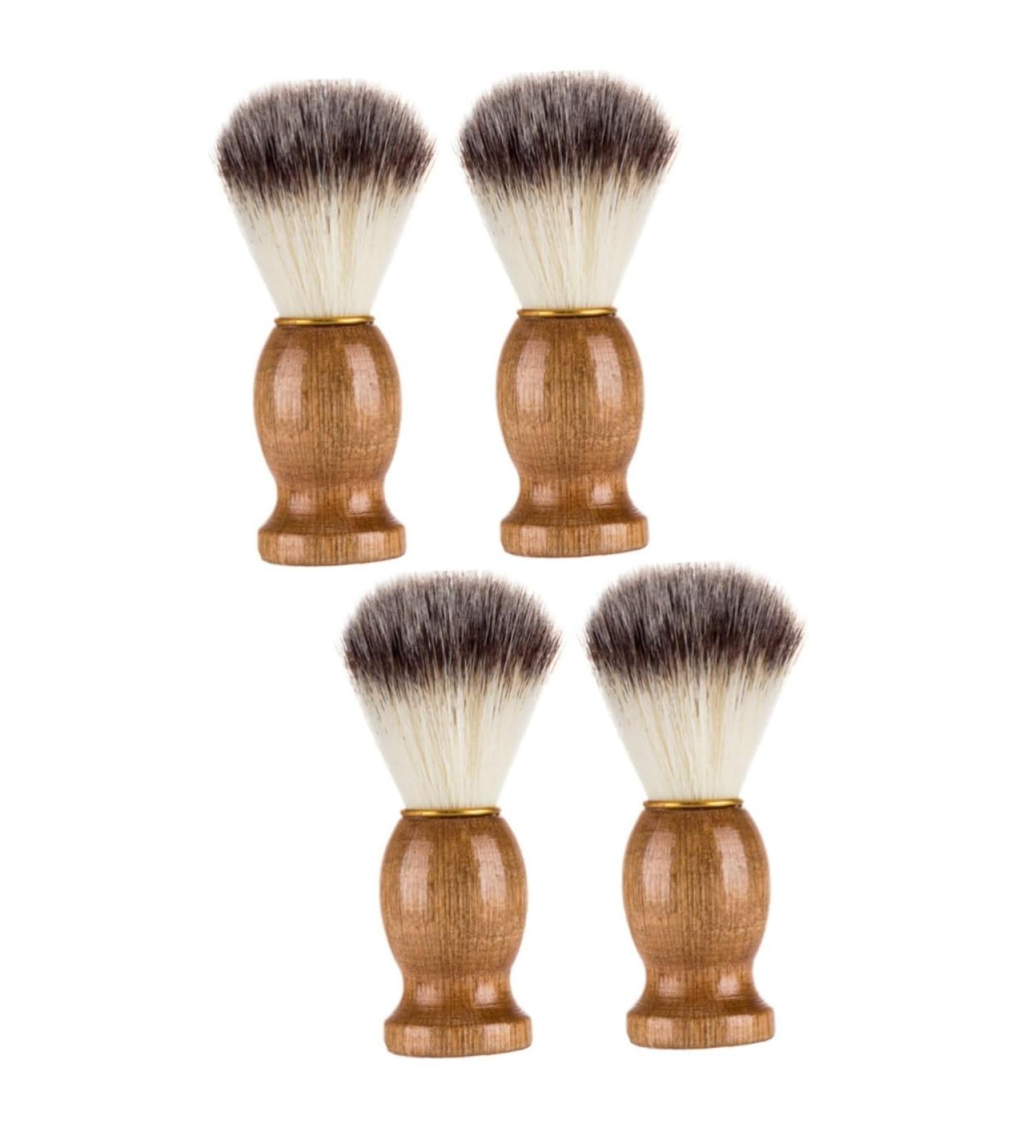 Angoily 4-Piece Stainless Steel Shaving Brush Scrubber Set for Men | Goatee & Beard Grooming Accessories | Wooden Handle & Soft Nylon Wool - Buy Online on GoSupps.com