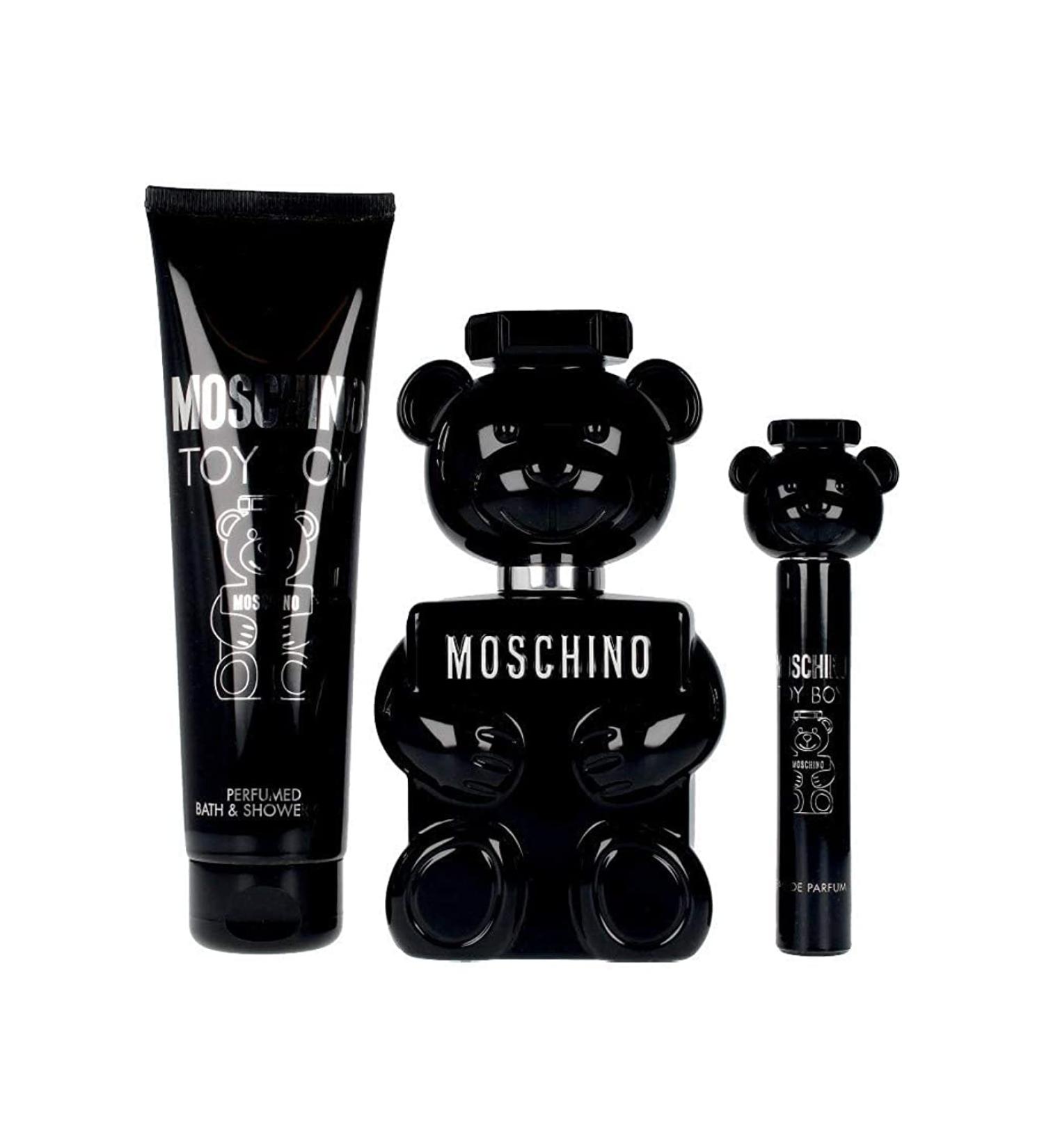 MOSCHINO Toy Boy for Men (3.4 Ounce Eau De Parfume Spray + 5.0 Perfumed Shower Gel + 0.33 Ounce Travel Spray), 6W0620, multi color, 1 count (Pack of 3)
