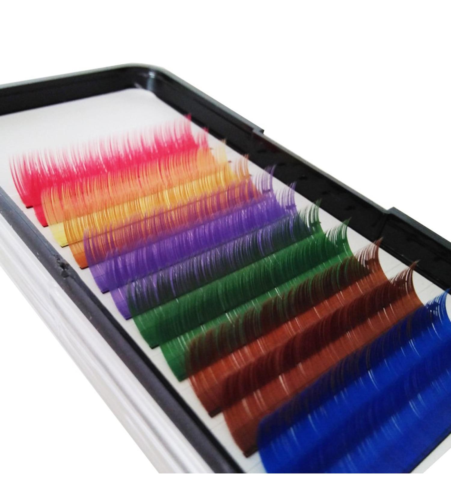Premium Rainbow Colored Individual Eyelash Extensions | Bodemrincer 8-20mm | 12 Lines 7 Colors - Buy Online for Global Shipping - Buy Online on GoSupps.com