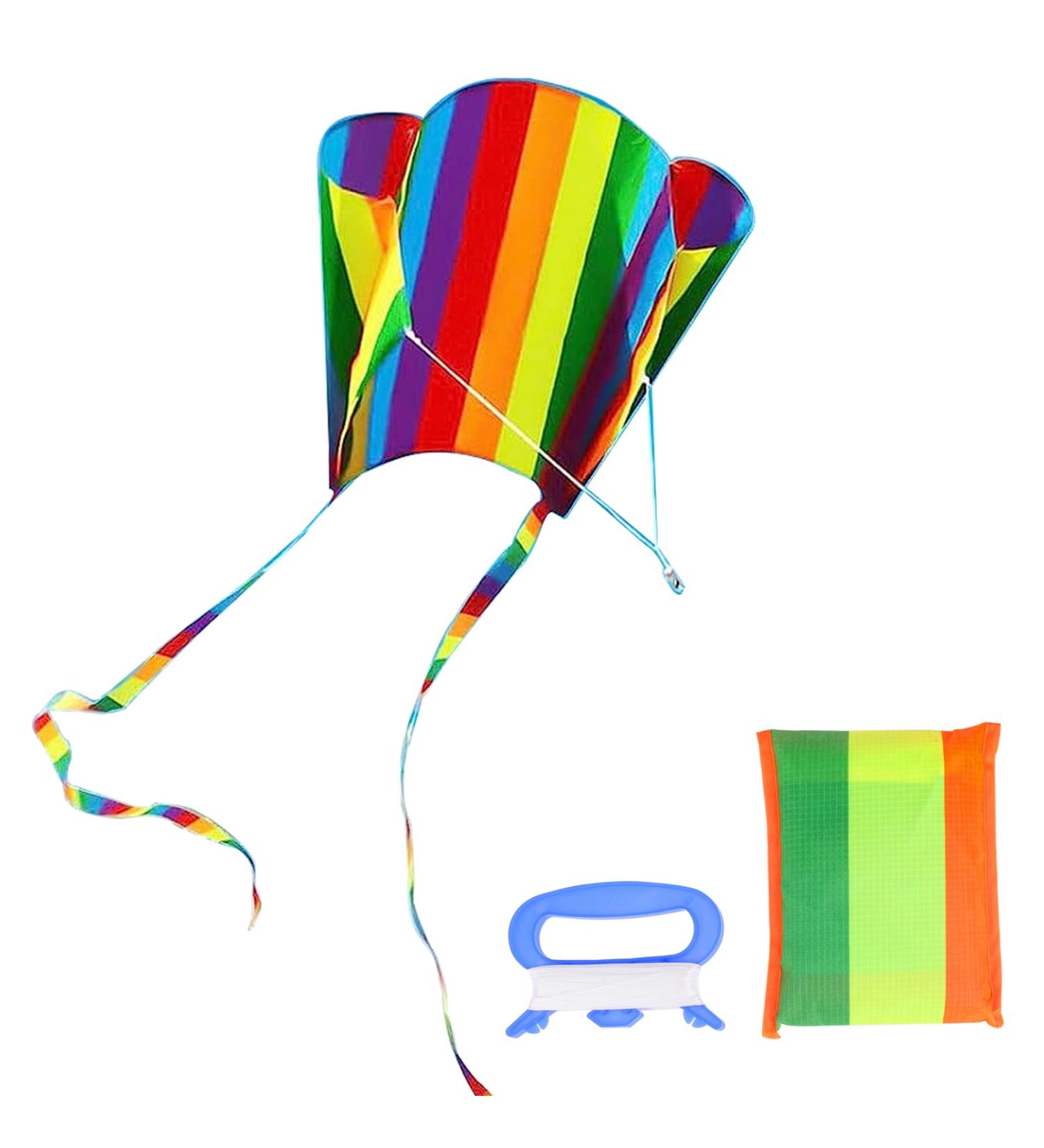 VIKY Dragons Kite for Kids - Colorful Pocket Kite 30m Dragon Cord Beginner Friendly Outdoor Flight Toy - 82cm x 52cm Rainbow Kites for Children and Adults - Buy Online on GoSupps.com