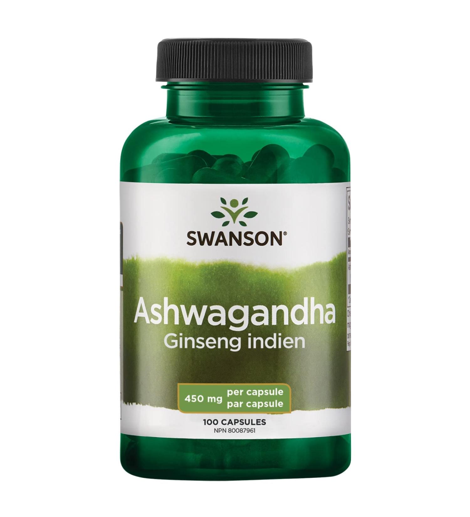 Swanson Ashwagandha Powder Supplement - Stress Relief & Energy Support - 100 Capsules, 450mg - Ayurvedic Wellness - Buy Online on GoSupps.com