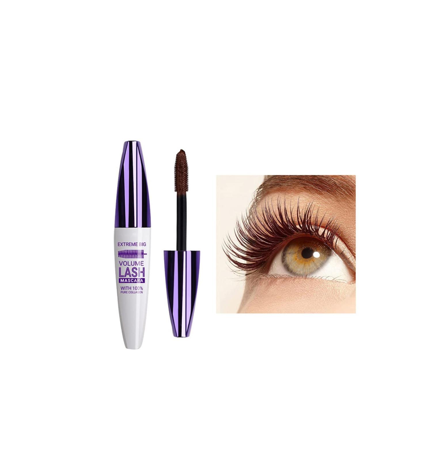 Waterproof 4D Silk Fiber Lash Mascara - Hypoallergenic Volumizing Eyelash Mascara - Brown Color - Smudge-Proof & Easy to Apply - Perfect Gift for Women - Buy Online on GoSupps.com
