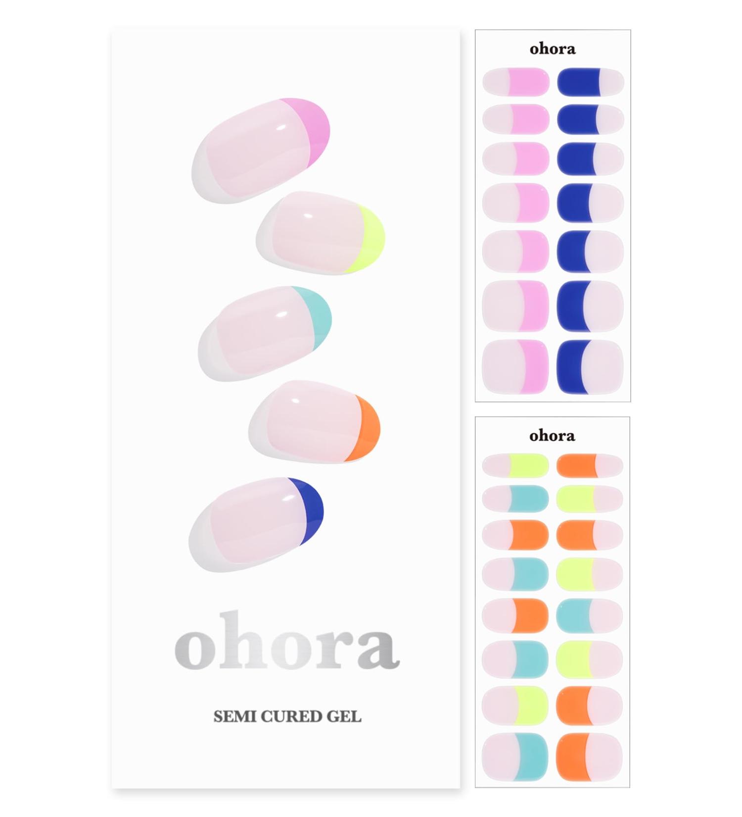 Buy O'Hora Semi Cured Gel Nail Strips - N Rainbow French | Salon-Quality Long Lasting Easy Application & Removal - International Shipping Available - Buy Online on GoSupps.com