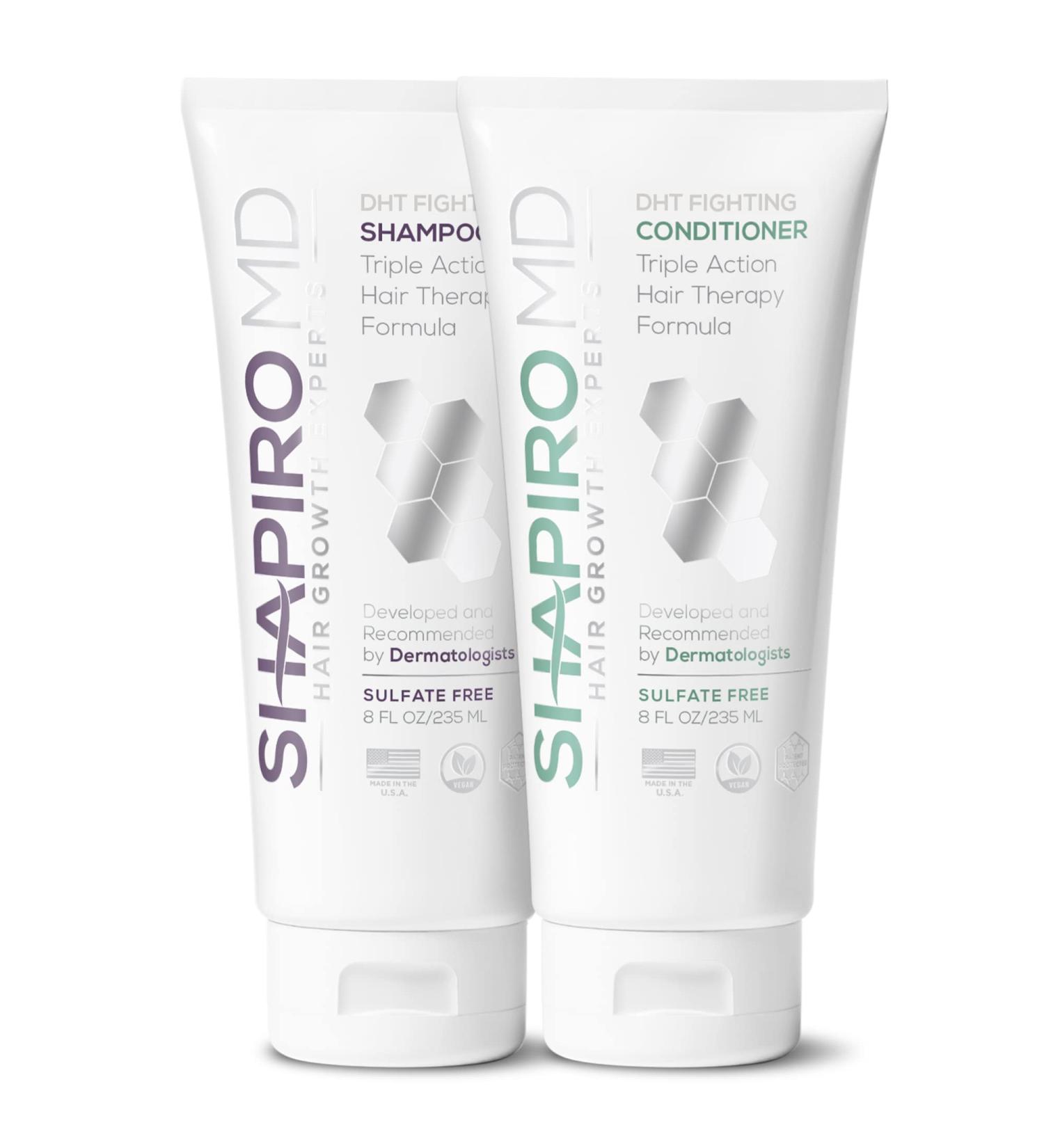 Shapiro MD DHT Fighting Vegan Hair Loss Shampoo & Conditioner | Dermatologist Developed Formula for Thinning Hair | Healthier, Fuller & Thicker Hair | 1-Month Supply - Buy Online on GoSupps.com
