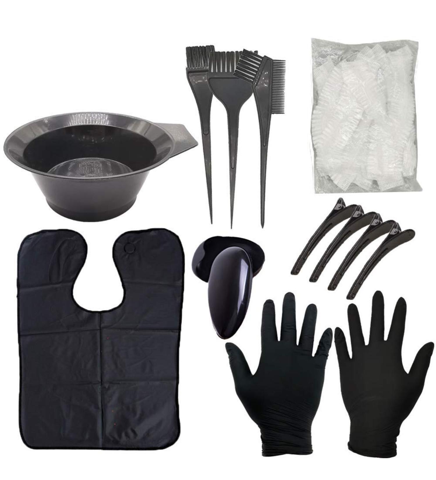 Premium 9-Piece Hair Dye Kit Complete Set with Bowl Brush Gloves & Cape for Salon & Home Use - International Shipping Available - Buy Online on GoSupps.com