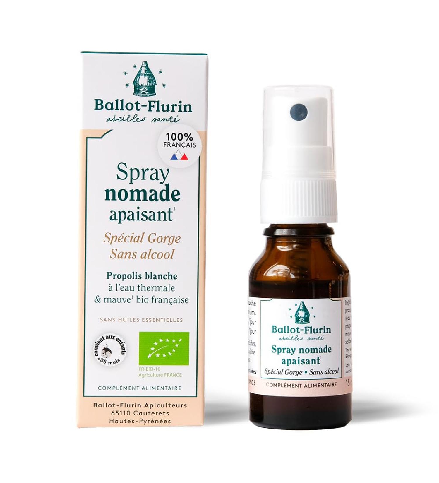  Ballot-Flurin Ballot-Flurin - Soothing Nomadic Spray - Alcohol Free - White Propolis - 15ml - 100% French Organic Ingredients - Buy Online on GoSupps.com