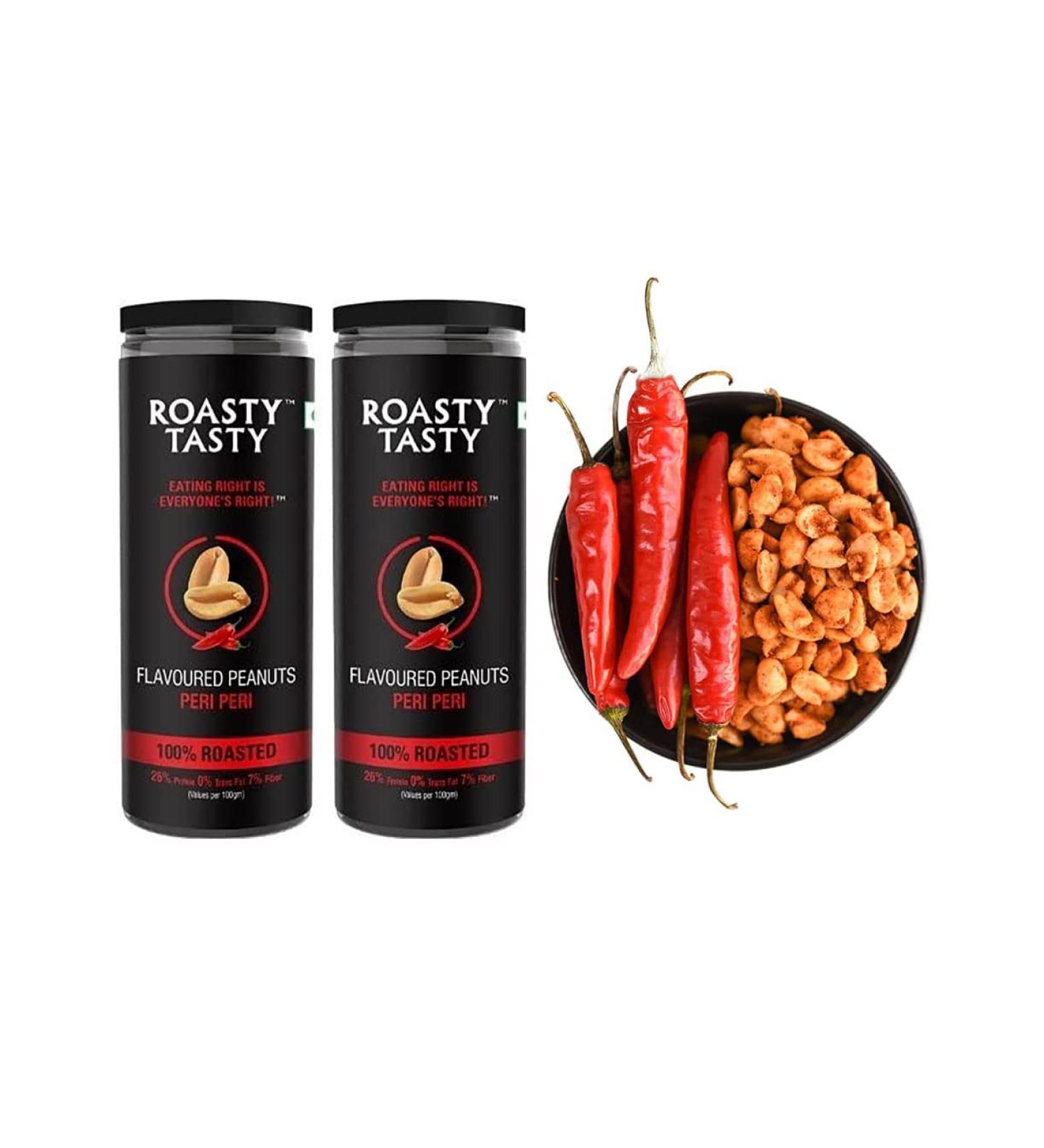 Roasty Tasty Flavoured Peanuts - Peri Peri | Combo Pack Offer: Pack of 2-300gm (150gm Each)