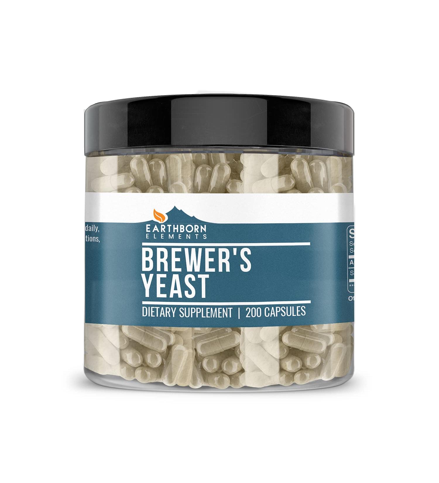 Earthborn Elements Brewer's Yeast 200 Capsules  Pure & Undiluted  No Additives 200 Count (Pack of 1) - Buy Online on GoSupps.com