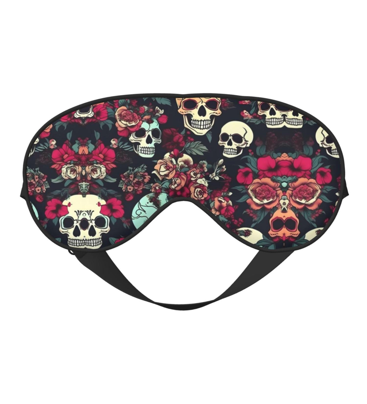 Colorful Floral Skulls Print Double-Sided Eye Mask - Soft Light Blocking for Better Sleep Quality | International Shipping Available - Buy Online on GoSupps.com