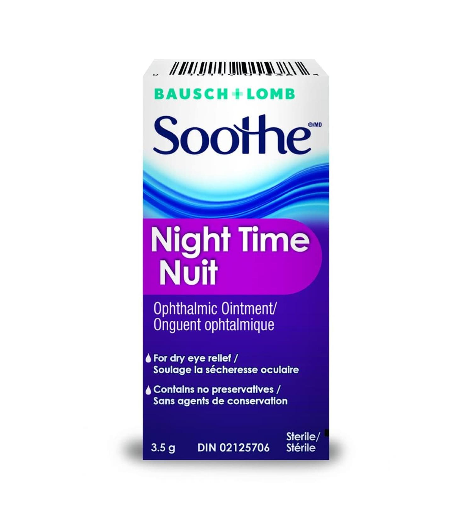 Bausch + Lomb Soothe Night Time Ophthalmic Dry Eye Ointment Lubricant Relief for Dry Eyes Nighttime Dry Eye Relief Preservative Free 3.5g - Buy Online on GoSupps.com