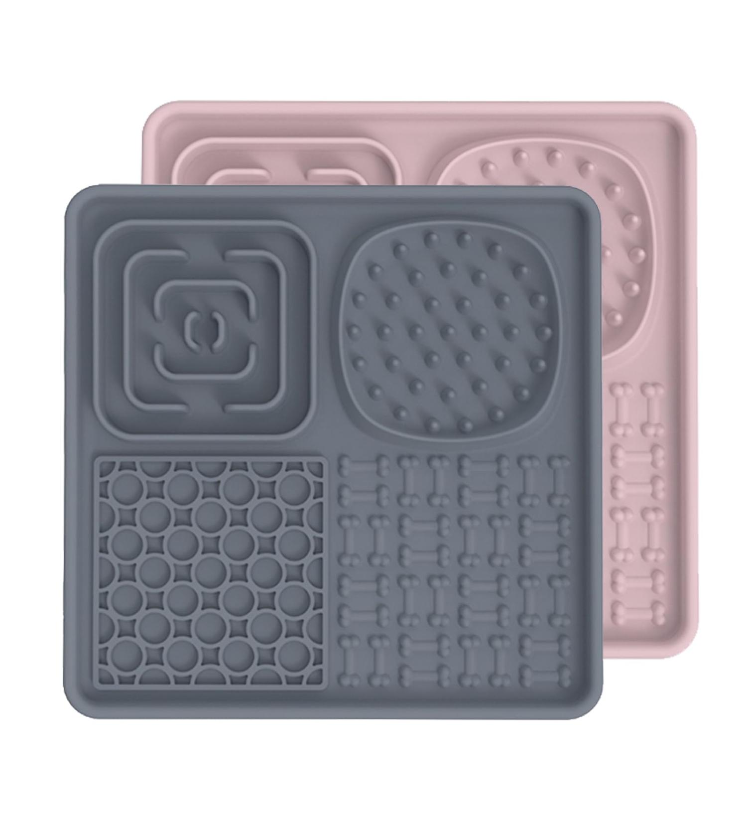 Aodaliy Silicone Pet Mat for Dogs & Cats | BPA-Free Large Leak-Proof Lick Mat | Perfect for Baths & Grooming (Gray & Pink) - Buy Online on GoSupps.com
