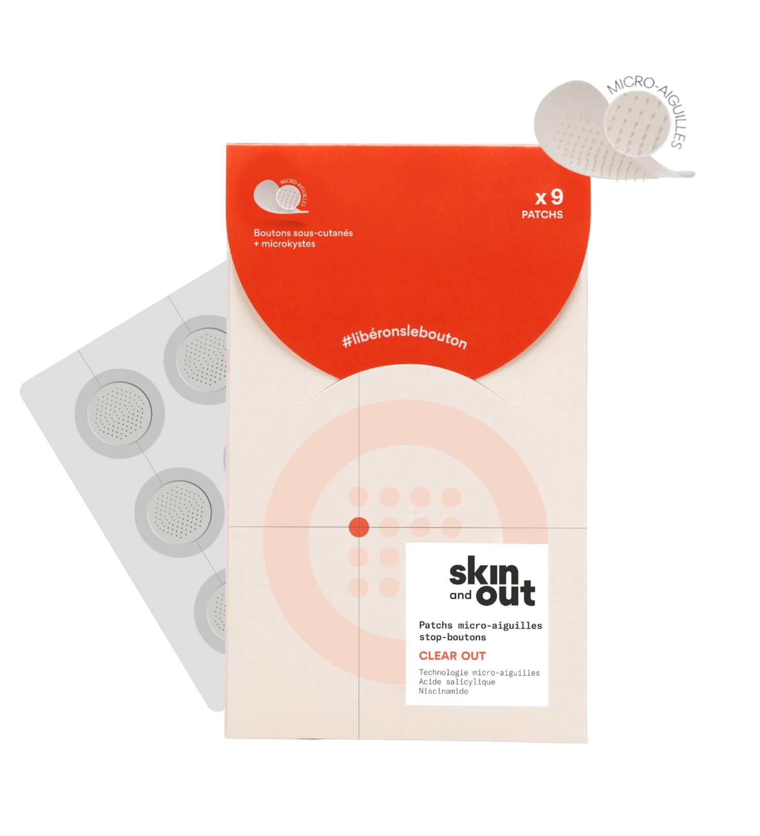 Skin & Out - Patchs Micro-aiguilles x9 - Stop boutons - Traitement des boutons - R duction rapide de l'inflamation sous-cutan e - Actifs anti-inflammatoires - Microkystes - Yuka 93/100 - Vegan - Buy Online on GoSupps.com
