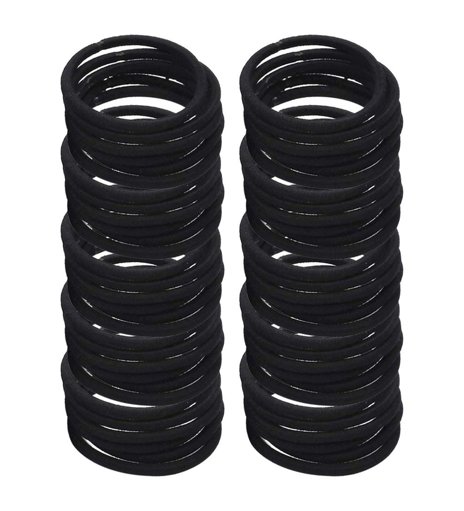 Frcolor Elastic Hair Ties No Metal No Damage Ponytail Holder Hair Tie Pack of 50 (Black)
