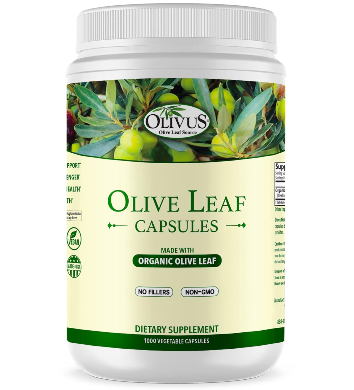 Olive Leaf Capsules - 550 mg Vegetable Capsules - Pure Organic Olive Leaf Powder with No Fillers - Immune Support Antioxidant Supplement (1000) 1 Count (Pack of 1000) - Buy Online on GoSupps.com