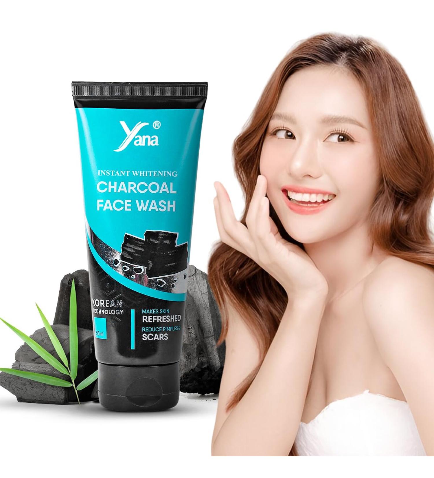 Yana Cosmetics Yana Instant Glow Charcoal Facewash Cleanser For Clean Face With Deep Cleansing Acne oil Pollution Control & Dirt Control Face Wash No Paraben & Sulfate Free By Korean Technology for women - Buy Online on GoSupps.com