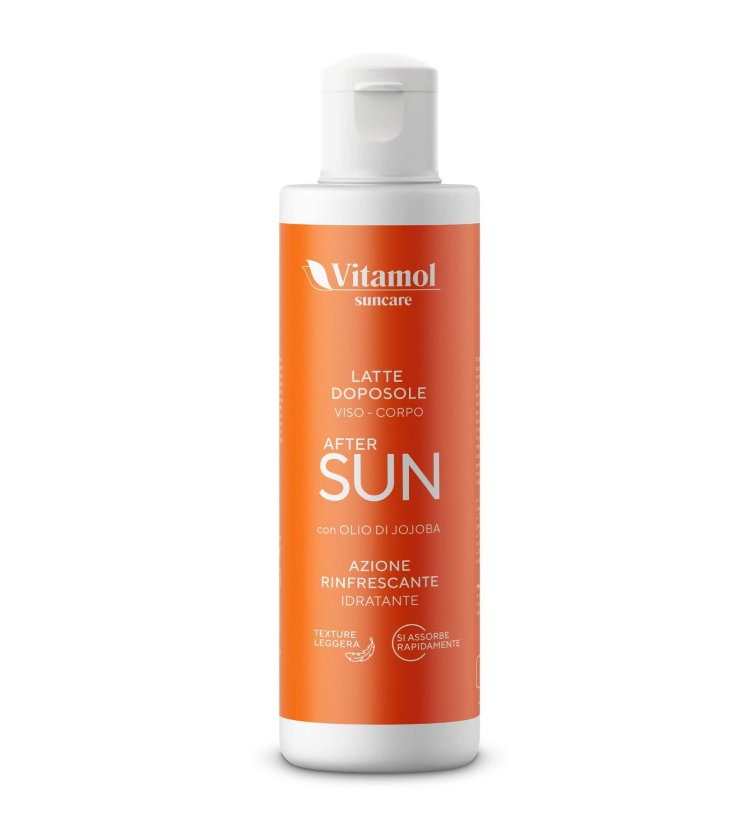 Vitamol After Sun After-sun milk for face and body Refreshing action Moisturizing emollient against redness and sunburn of the skin with jojoba oil - Buy Online on GoSupps.com