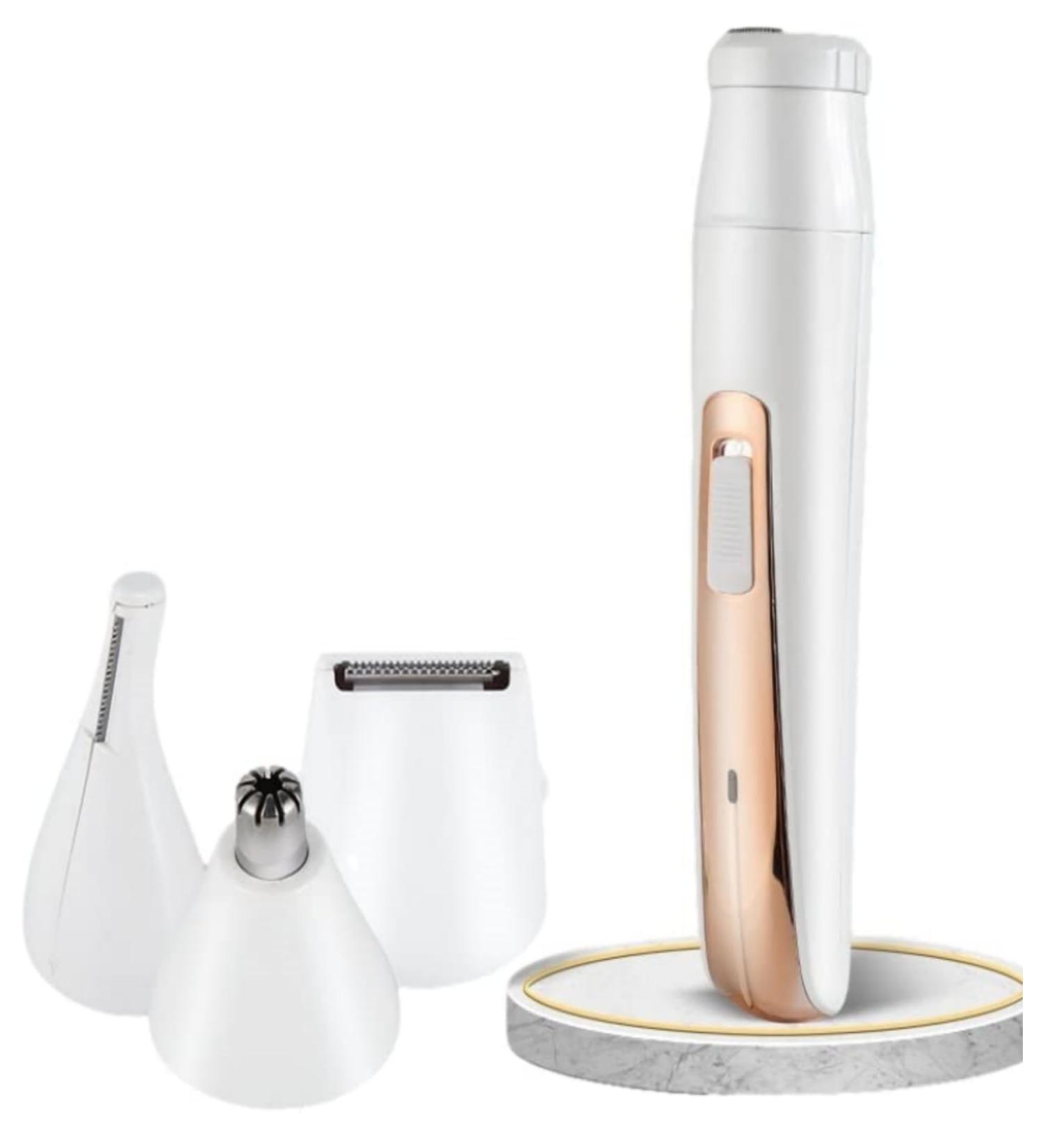 4-in-1 Bikini Trimmer for Women | Wet/Dry Body Shaver with Interchangeable Heads | USB Rechargeable & Waterproof Groomer for Hair Removal - Buy Online on GoSupps.com