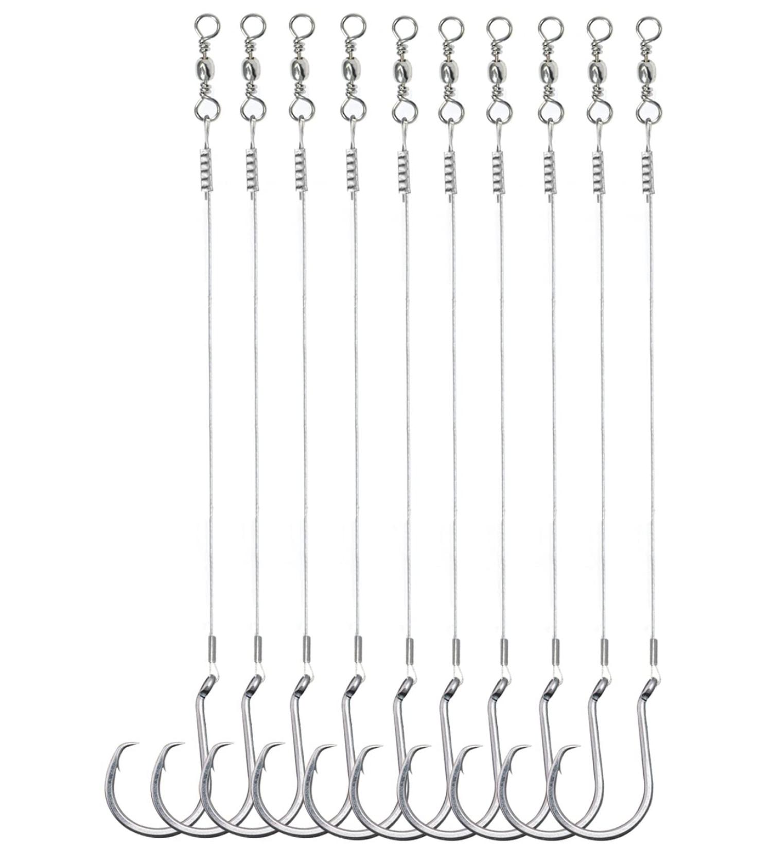 SEAOWL Saltwater Steel Circle Hook Rigs - 24pcs 3/0-9-30lb Leader Wire for Catfish Bass - Octopus Offset Fishing Hooks - Buy Online on GoSupps.com