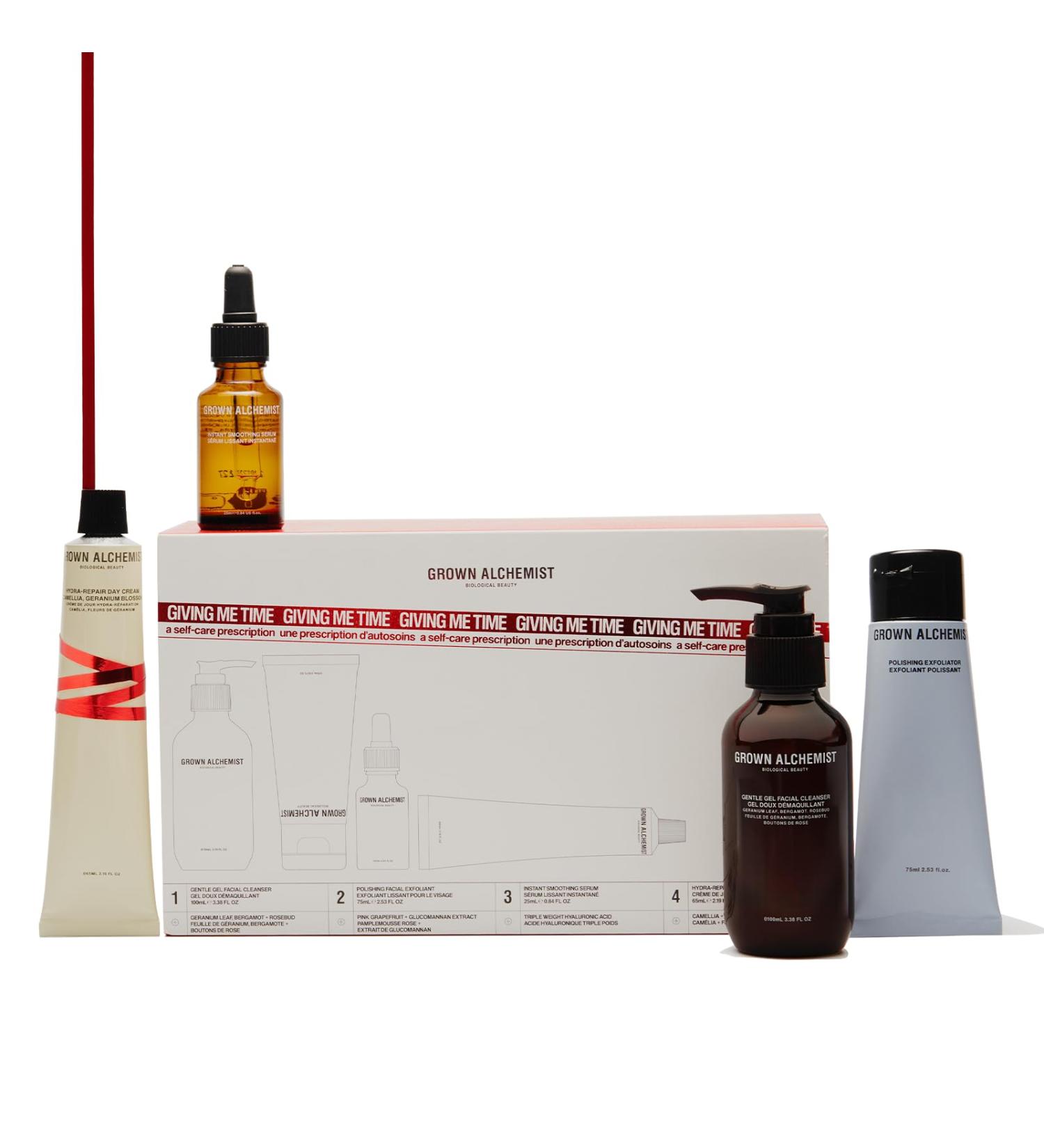 Shop Grown Alchemist Giving Me Time Skincare Gift Set - Limited Edition | Includes Cleanser Exfoliant Serum & Day Cream - International Shipping Available - Buy Online on GoSupps.com