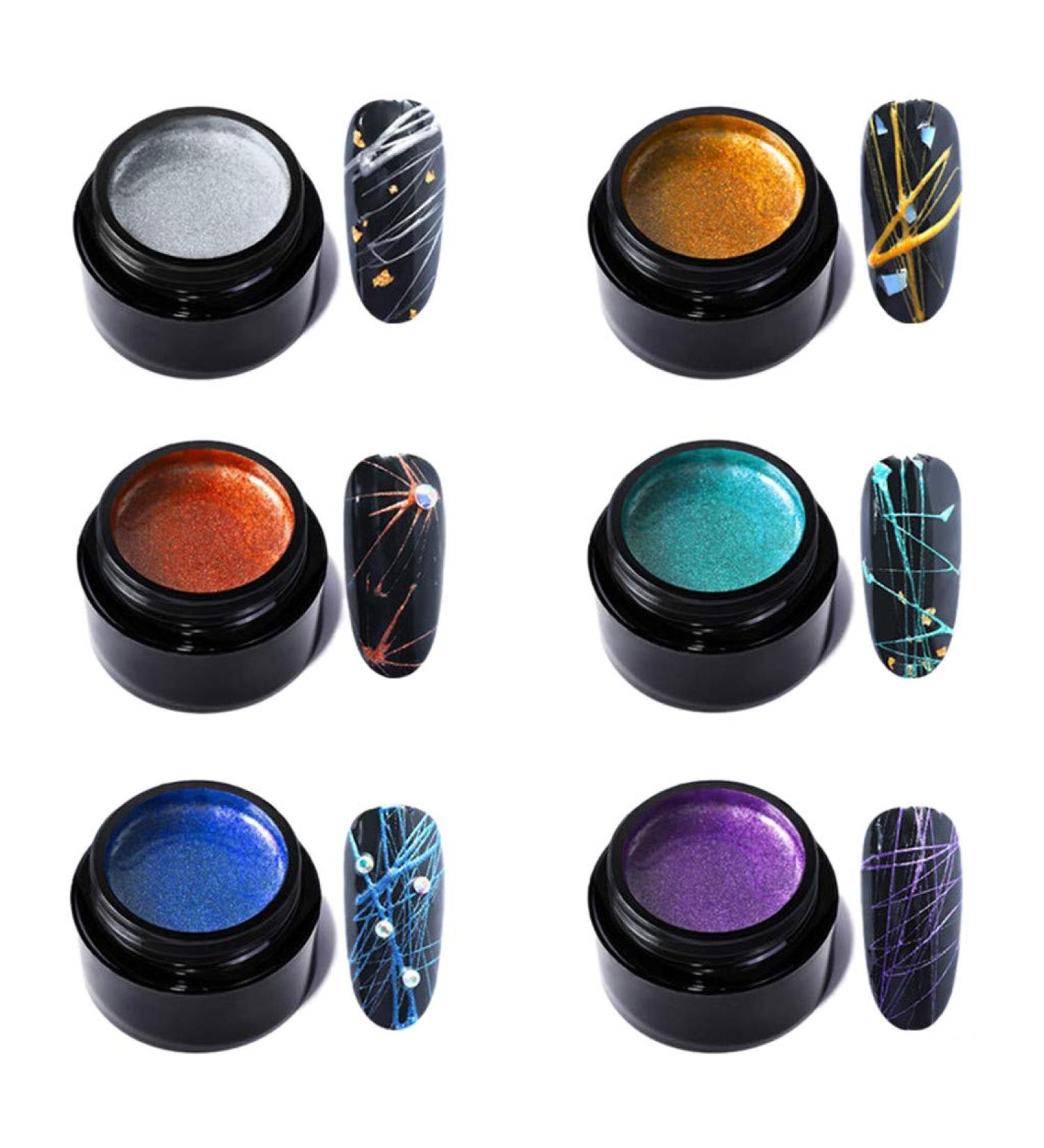 Vrttlkkfe Nagel Spider Gel Set - 6-Piece Professional UV Nail Art Kit for Long-Lasting Designs | DIY Elastic Gel for Creative Nail Art - Buy Online on GoSupps.com