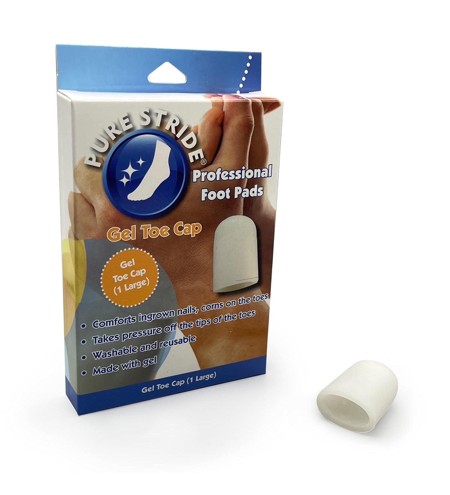 Pure Stride Gel Toe Cap - Professional Foot Pads for Ingrown Toenails, Corns, Calluses, Blisters, and Hammer Toes (1 Large) - Buy Online on GoSupps.com