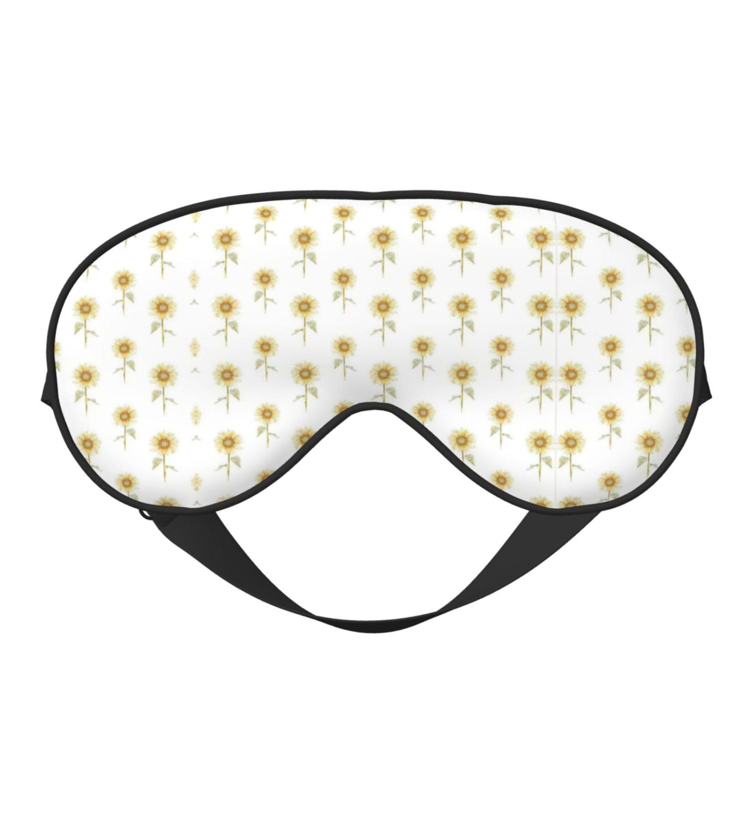 Sunflower Hand-Painted Floral Print Blackout Eyeshade | Elastic Strap for Travel & Relaxation - Buy Online on GoSupps.com