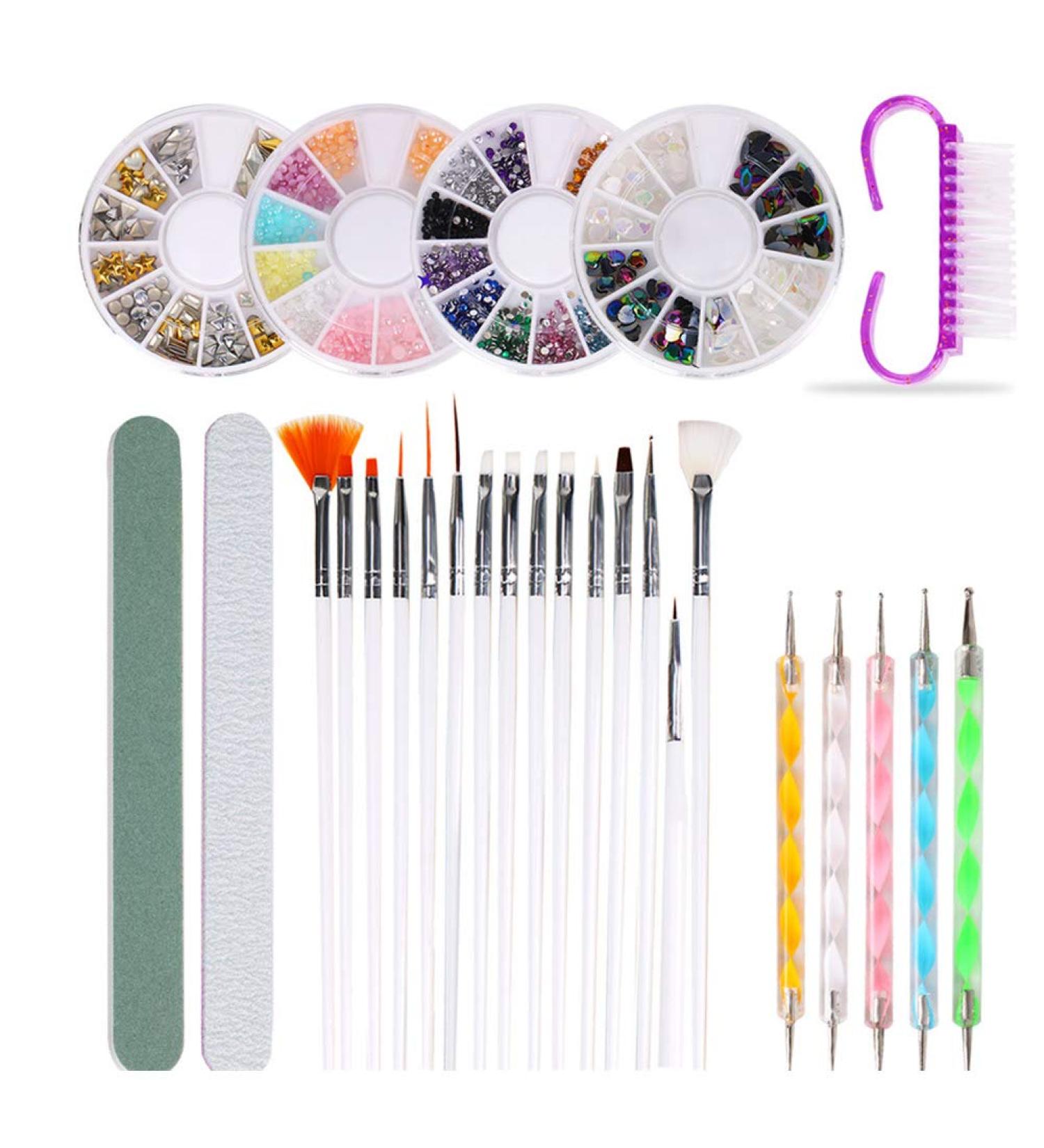 Nail Art Brushes Set Nail Art Painting Brush Dotting Pen Nail File Rhinestones Dust Brush Manicure Tool Set Nail Art with Nail Liner Brush Nail Dotting Pens - Buy Online on GoSupps.com